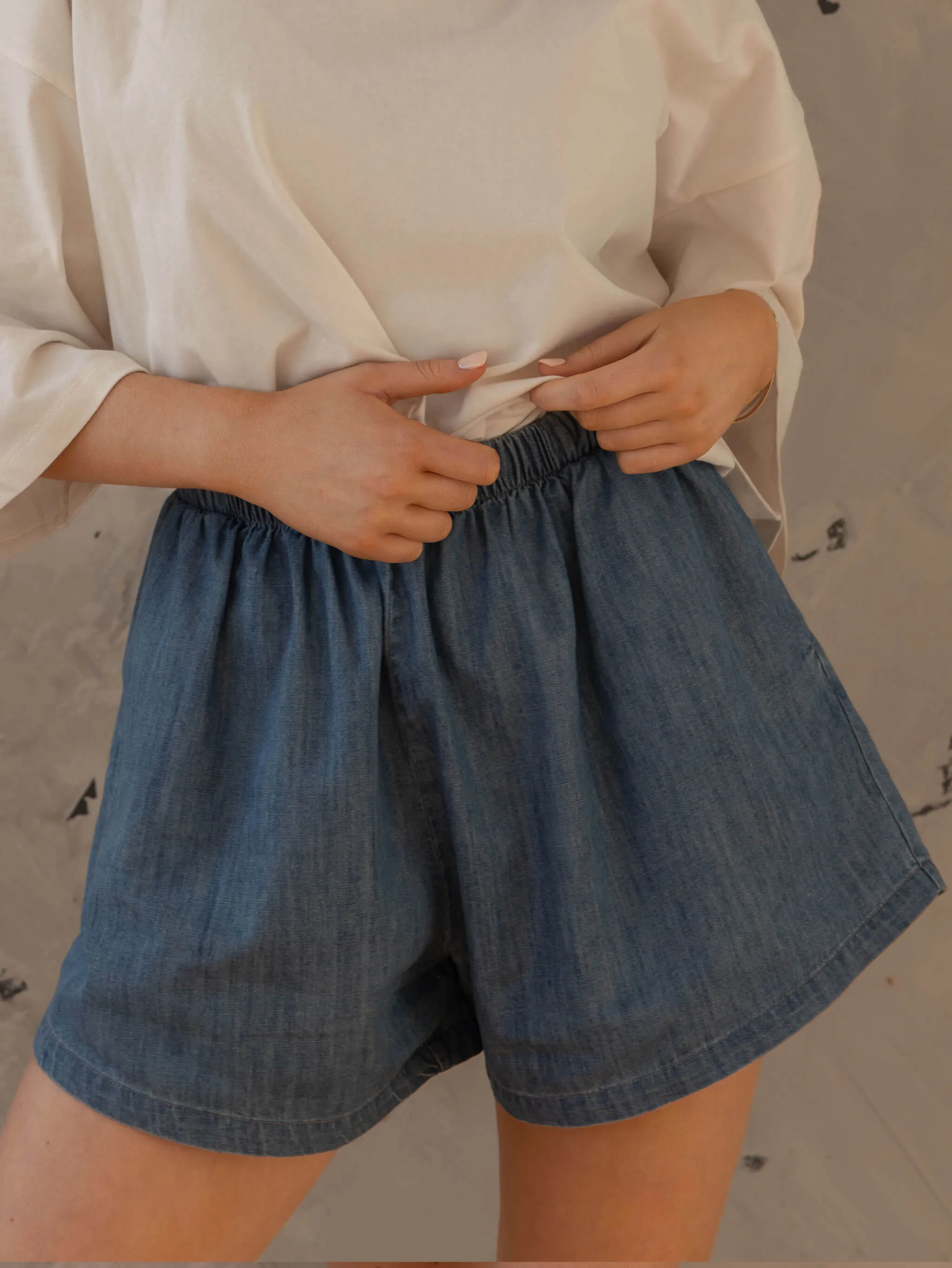 The Chambray Denim Short sold by The Simple Folk Co