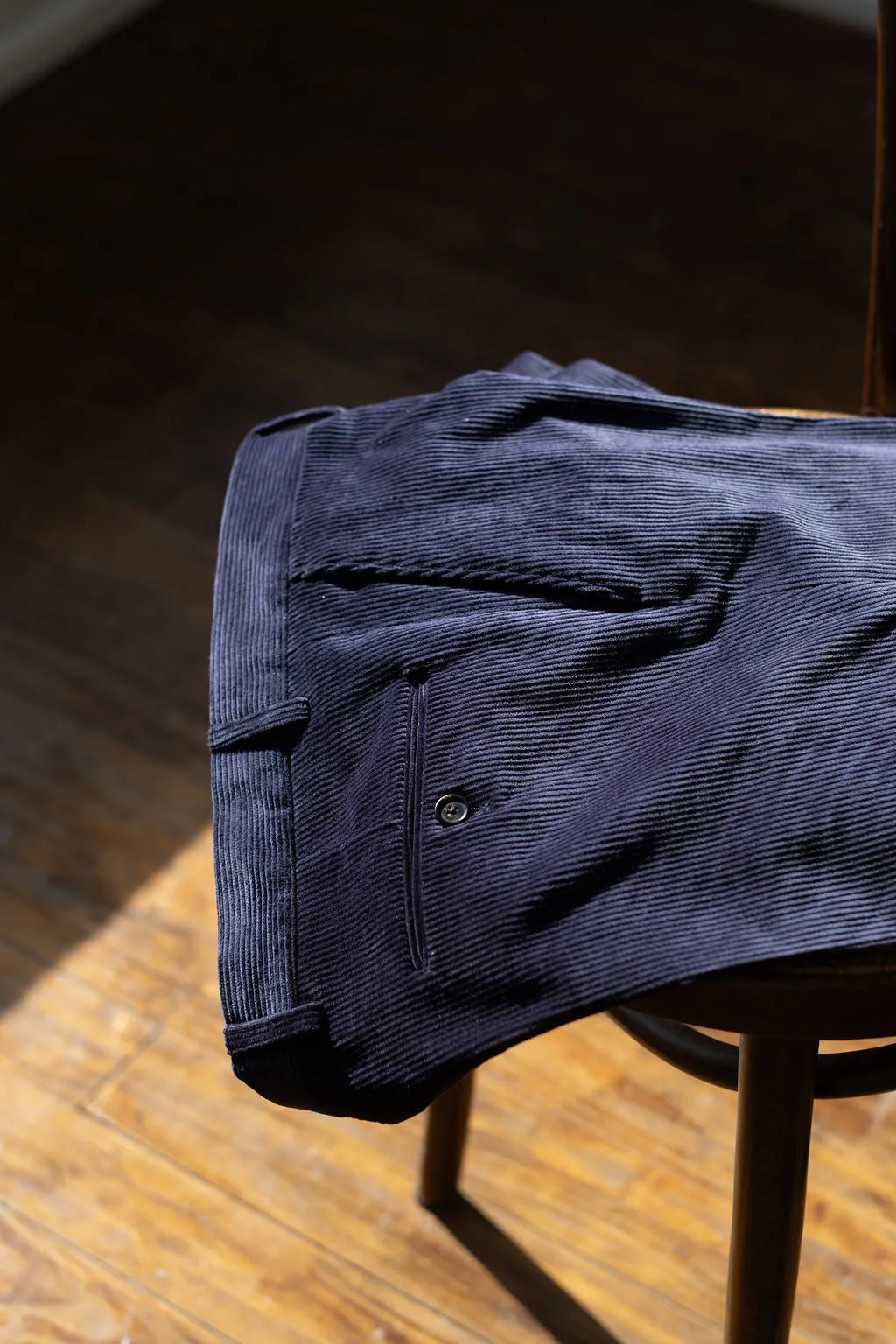 Navy Cord Trousers sold by Crittenden