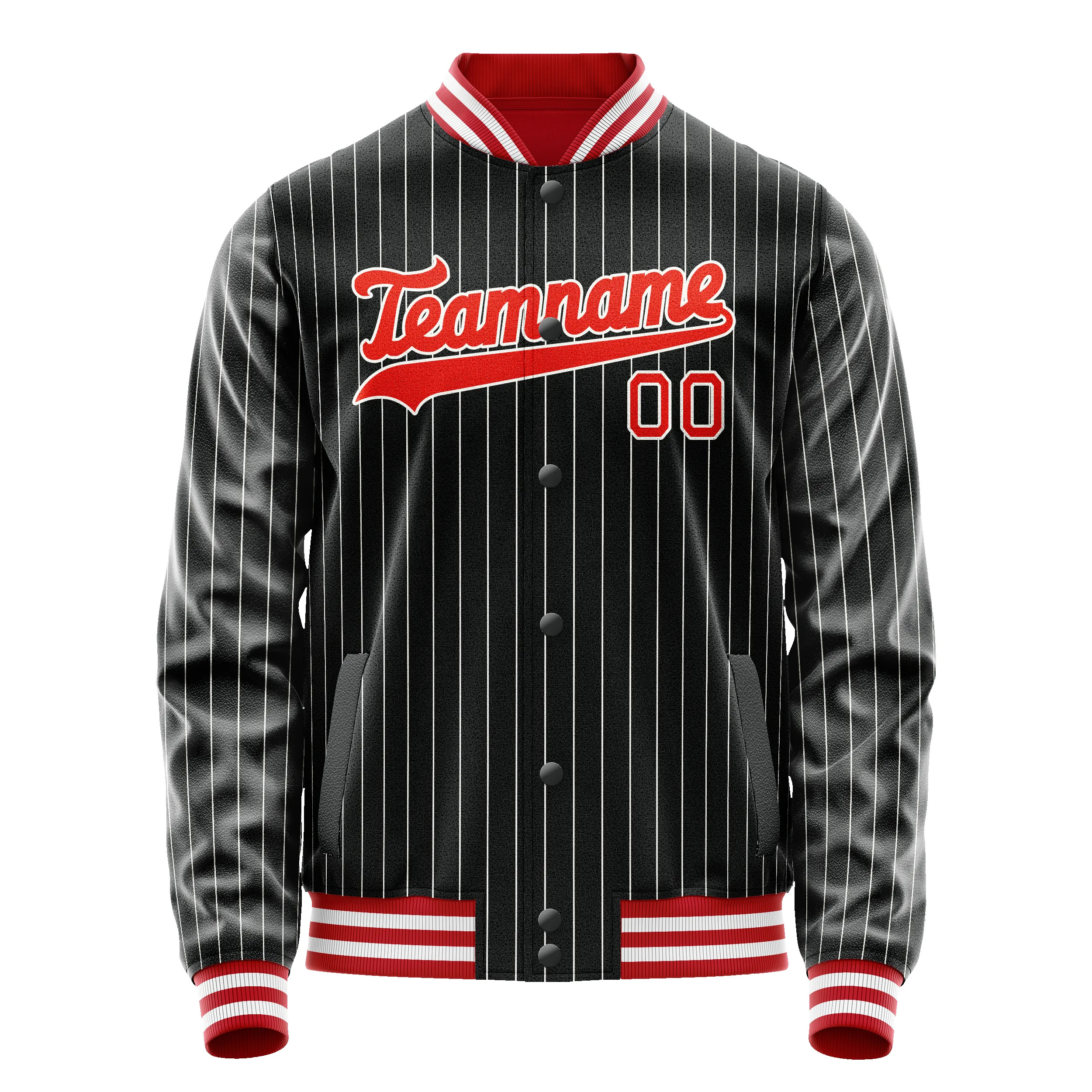 Custom Black Orange Gray Pinstripe Varsity Letterman Jacket sold by Tailorly product image thumbnail 2