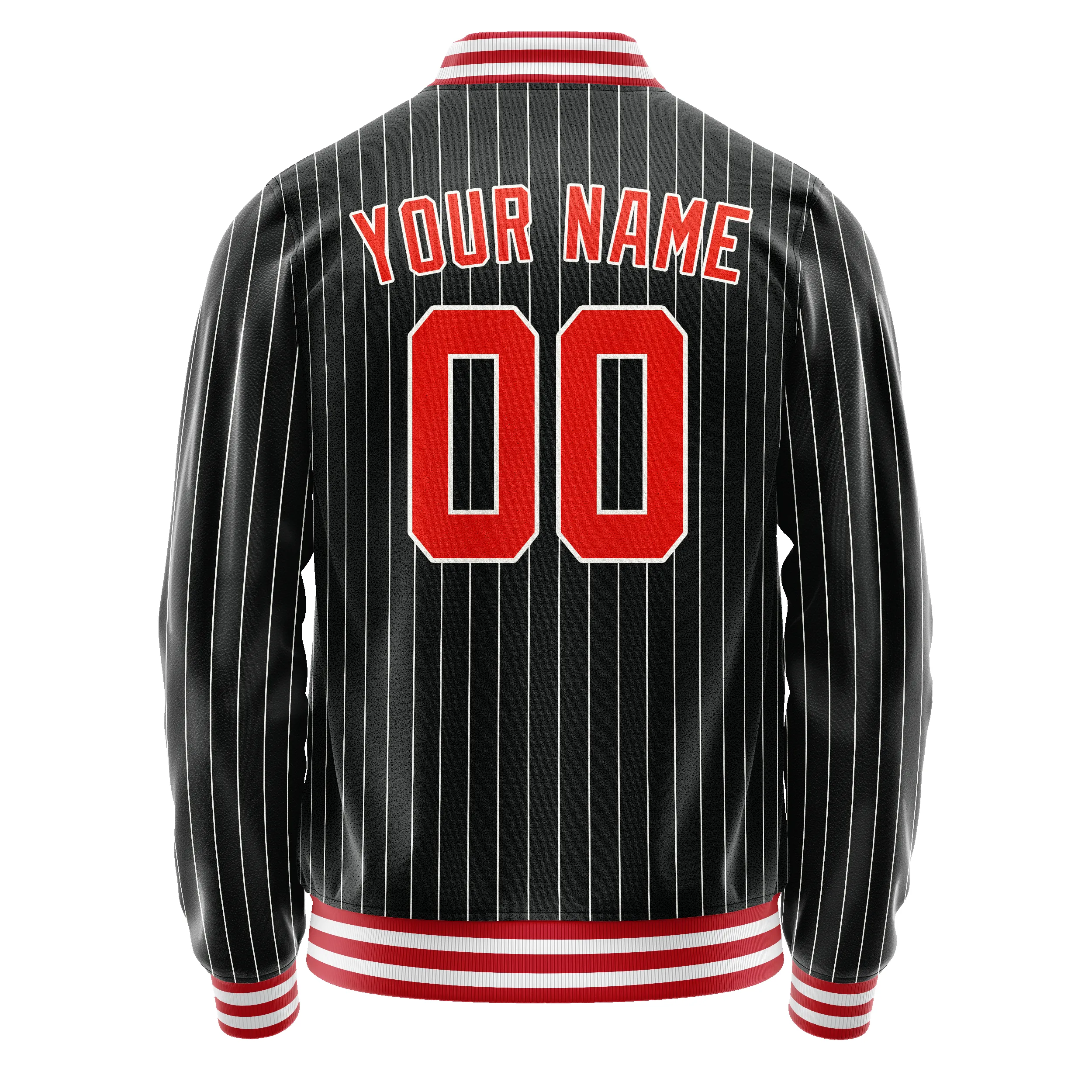 Custom Black Orange Gray Pinstripe Varsity Letterman Jacket sold by Tailorly product image thumbnail 3