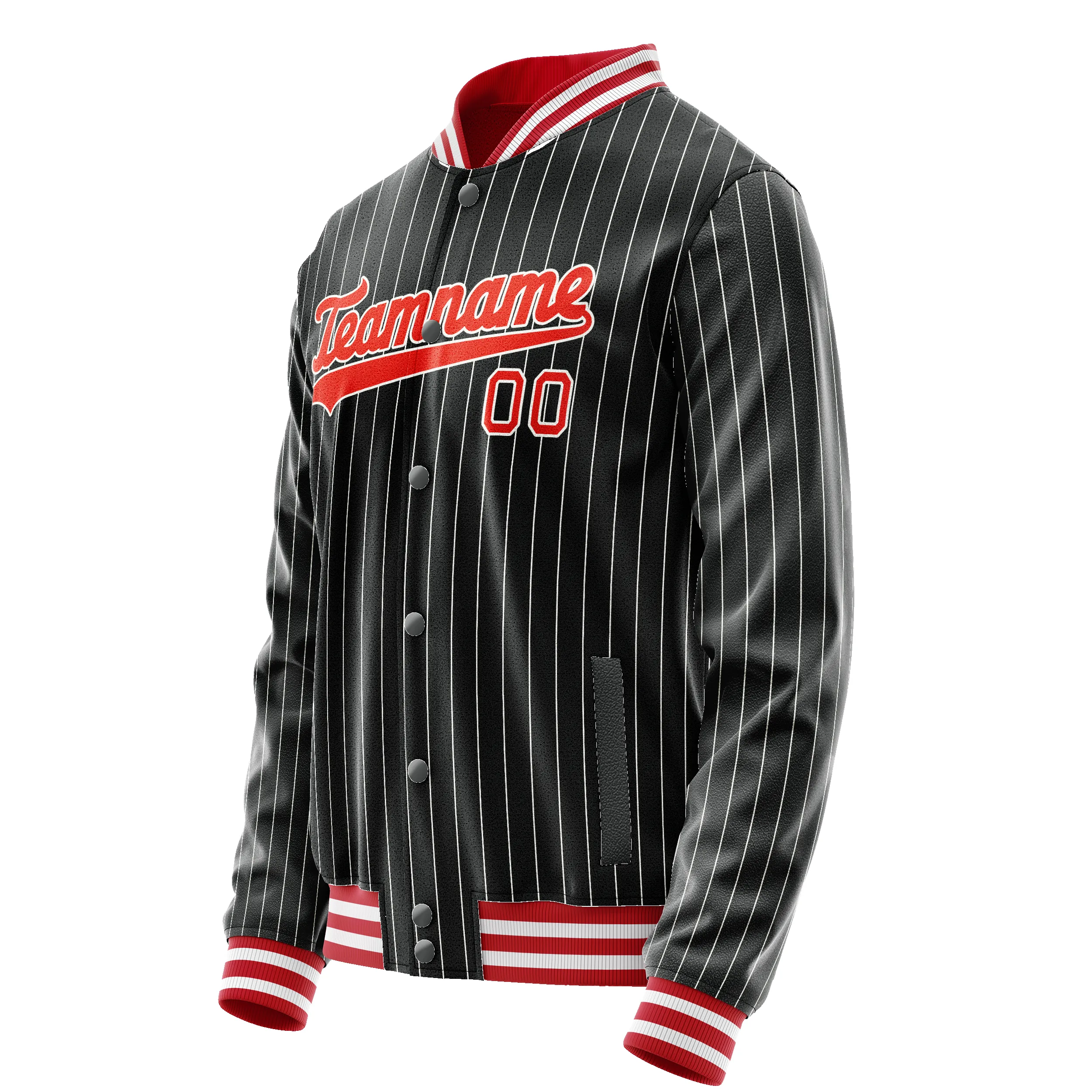 Custom Black Orange Gray Pinstripe Varsity Letterman Jacket sold by Tailorly product image thumbnail 4