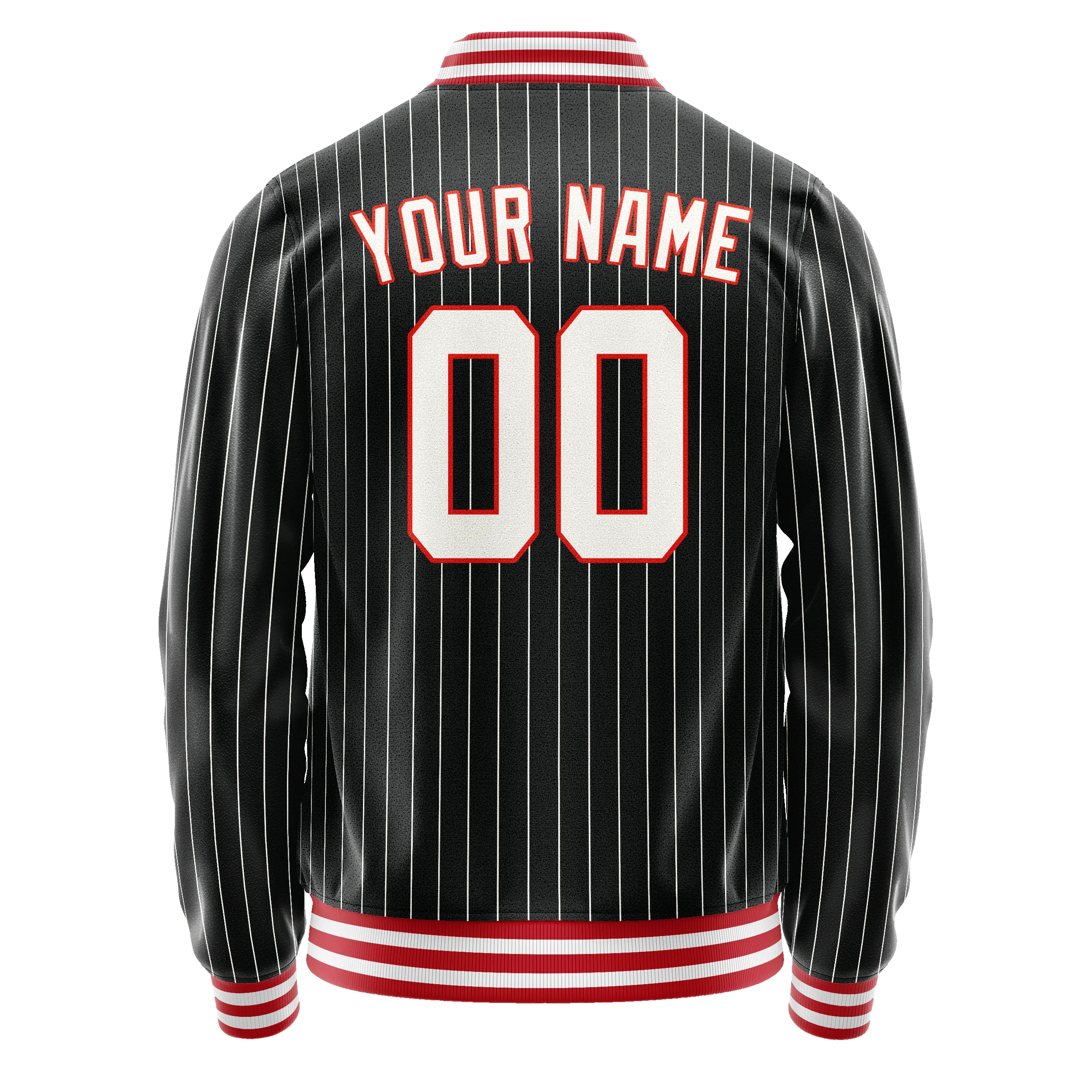 Custom Black Orange White Pinstripe Varsity Letterman Jacket sold by Tailorly product image thumbnail 3