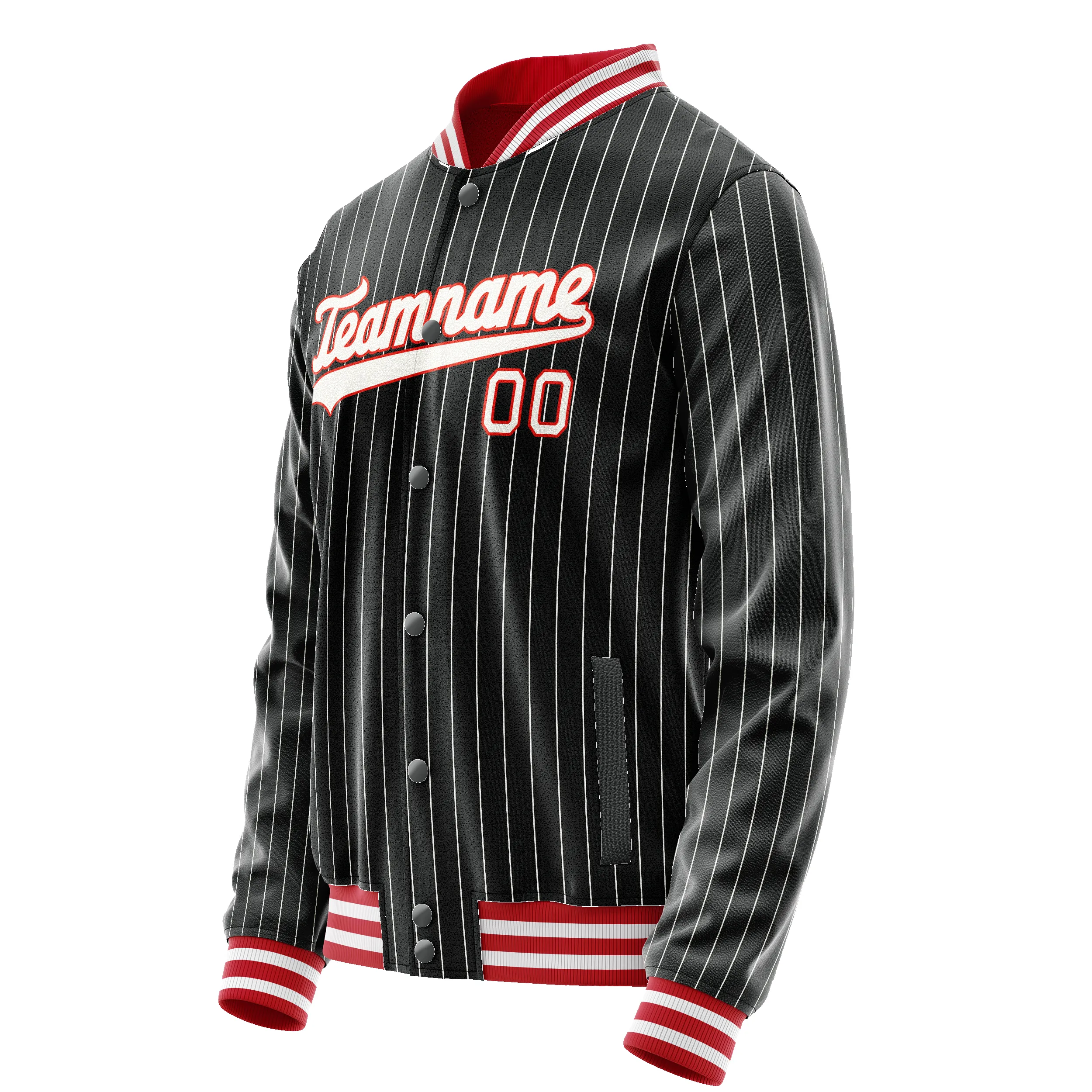 Custom Black Orange White Pinstripe Varsity Letterman Jacket sold by Tailorly product image thumbnail 4