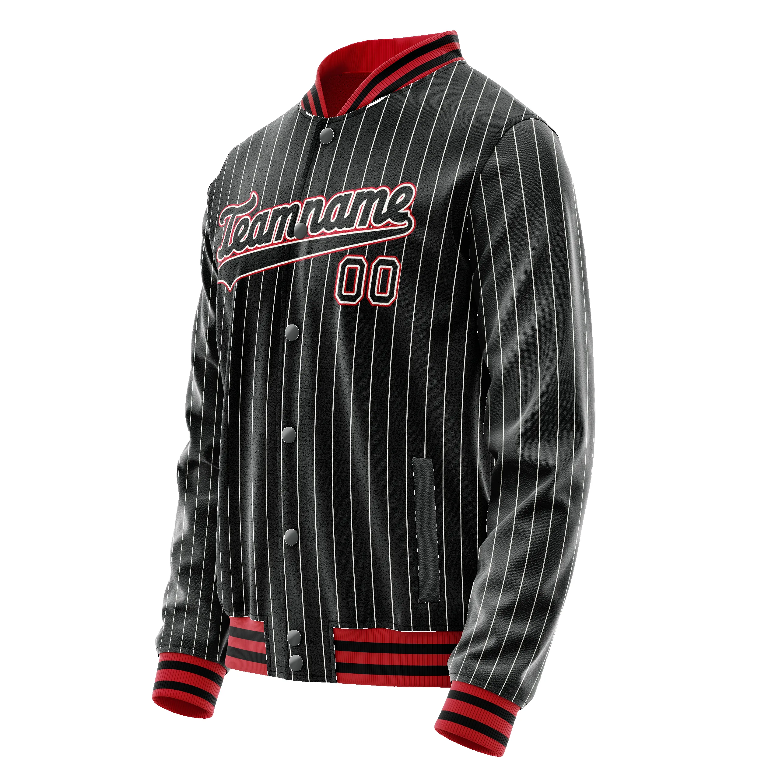 Custom Black Orange White Pinstripe Varsity Letterman Jacket sold by Tailorly product image thumbnail 4