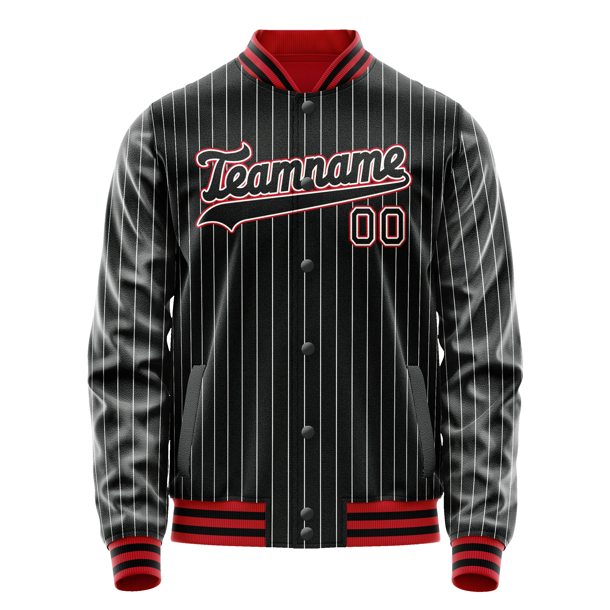 Custom Black Orange White Pinstripe Varsity Letterman Jacket sold by Tailorly product image thumbnail 2