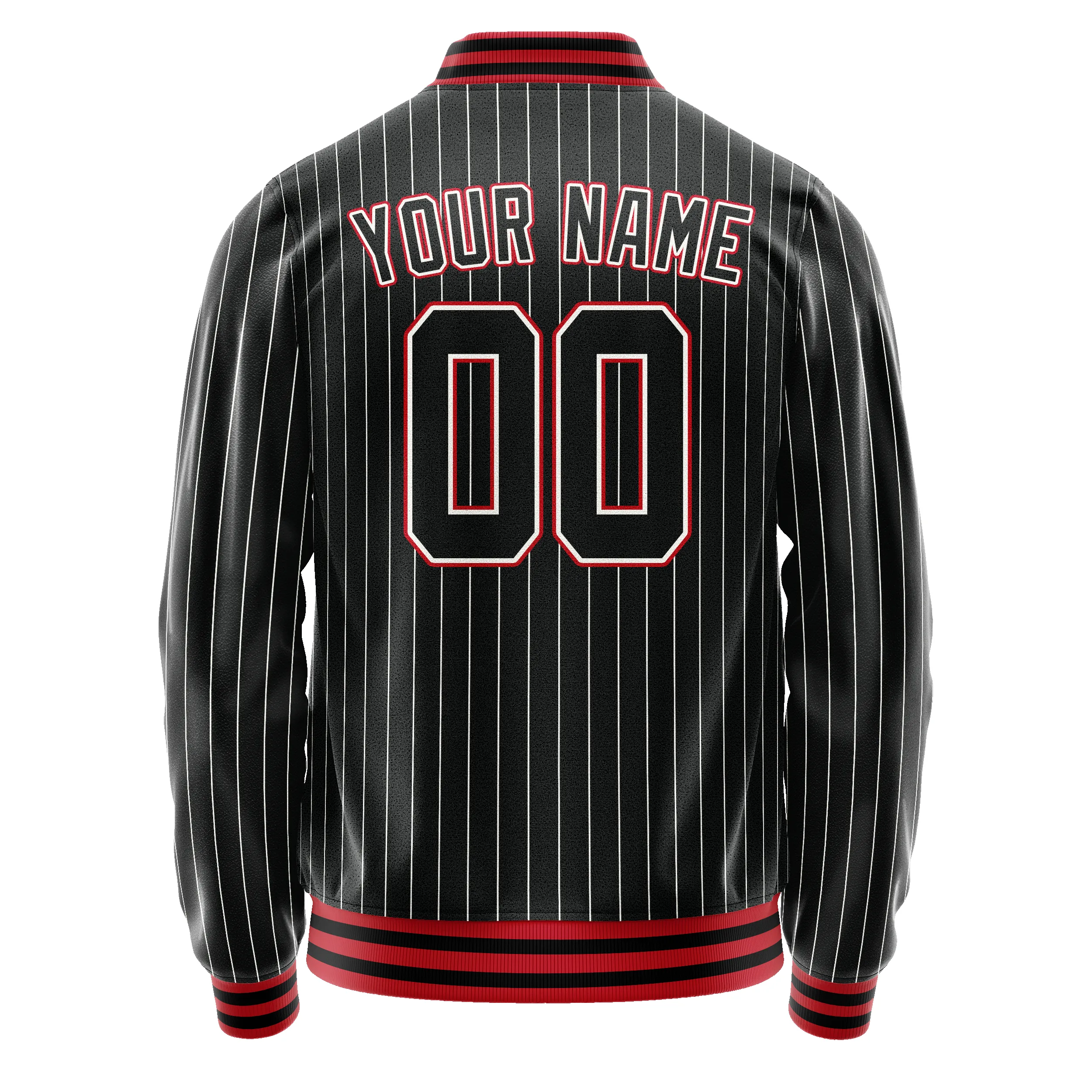 Custom Black Orange White Pinstripe Varsity Letterman Jacket sold by Tailorly product image thumbnail 3