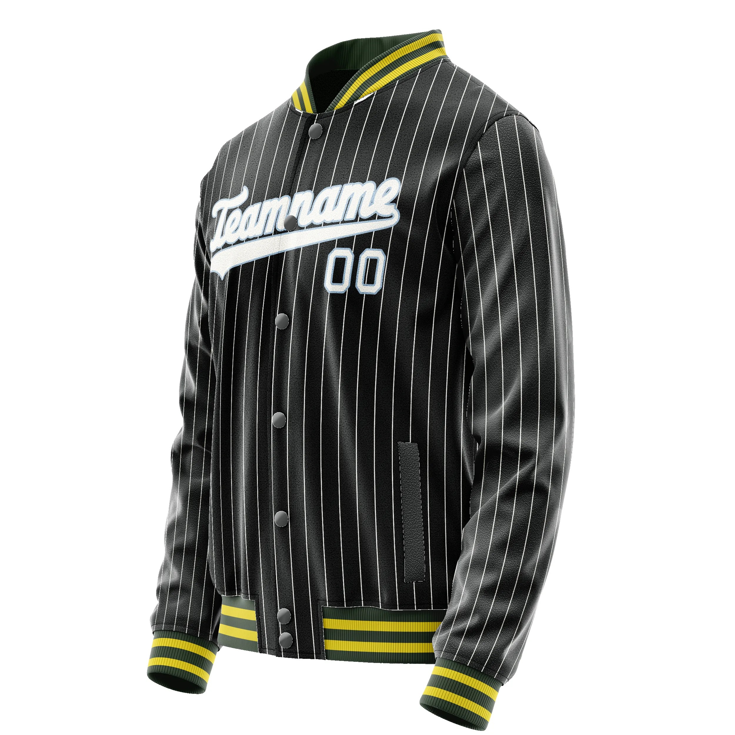 Custom Black White Gray Pinstripe Varsity Letterman Jacket sold by Tailorly product image thumbnail 4
