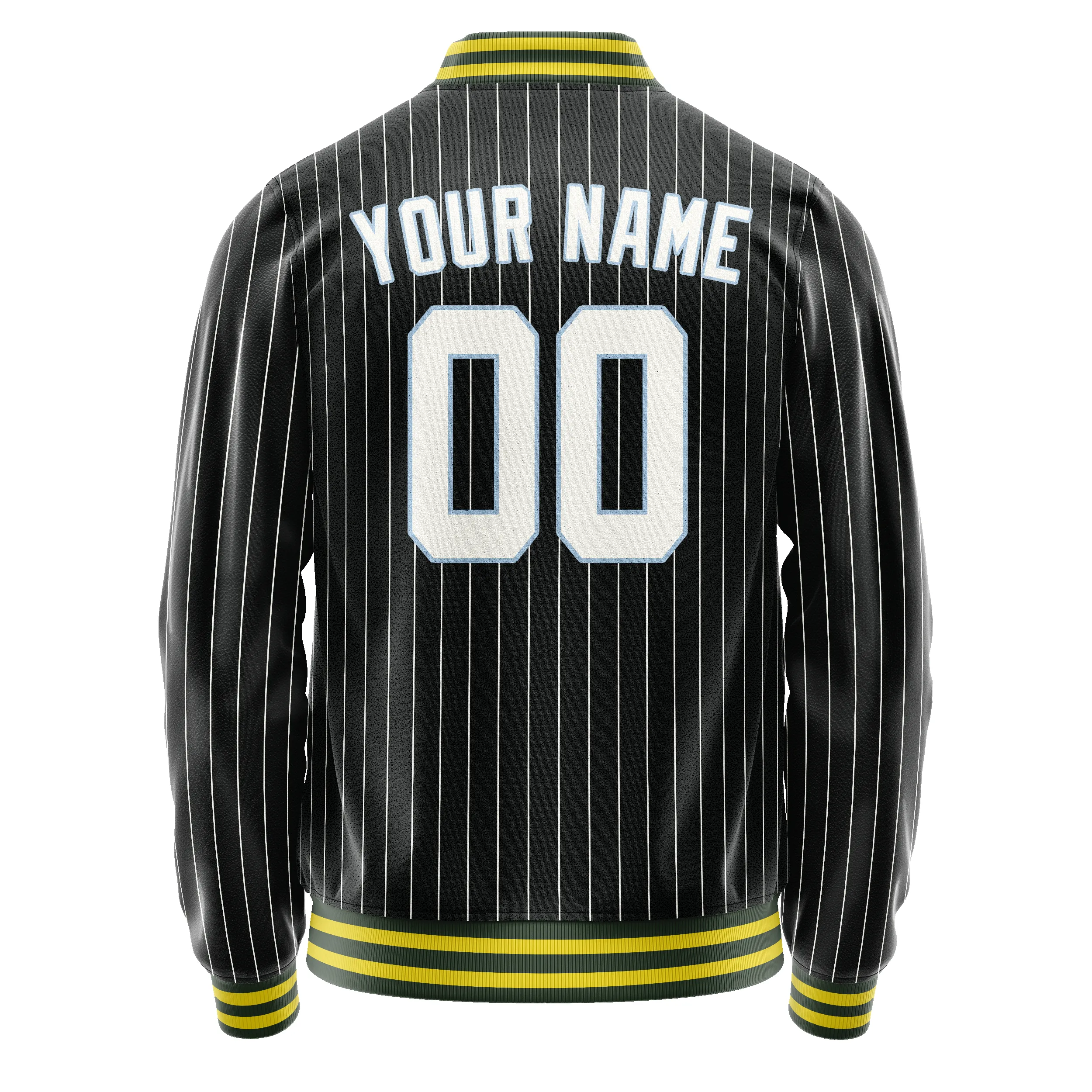 Custom Black White Gray Pinstripe Varsity Letterman Jacket sold by Tailorly product image thumbnail 3