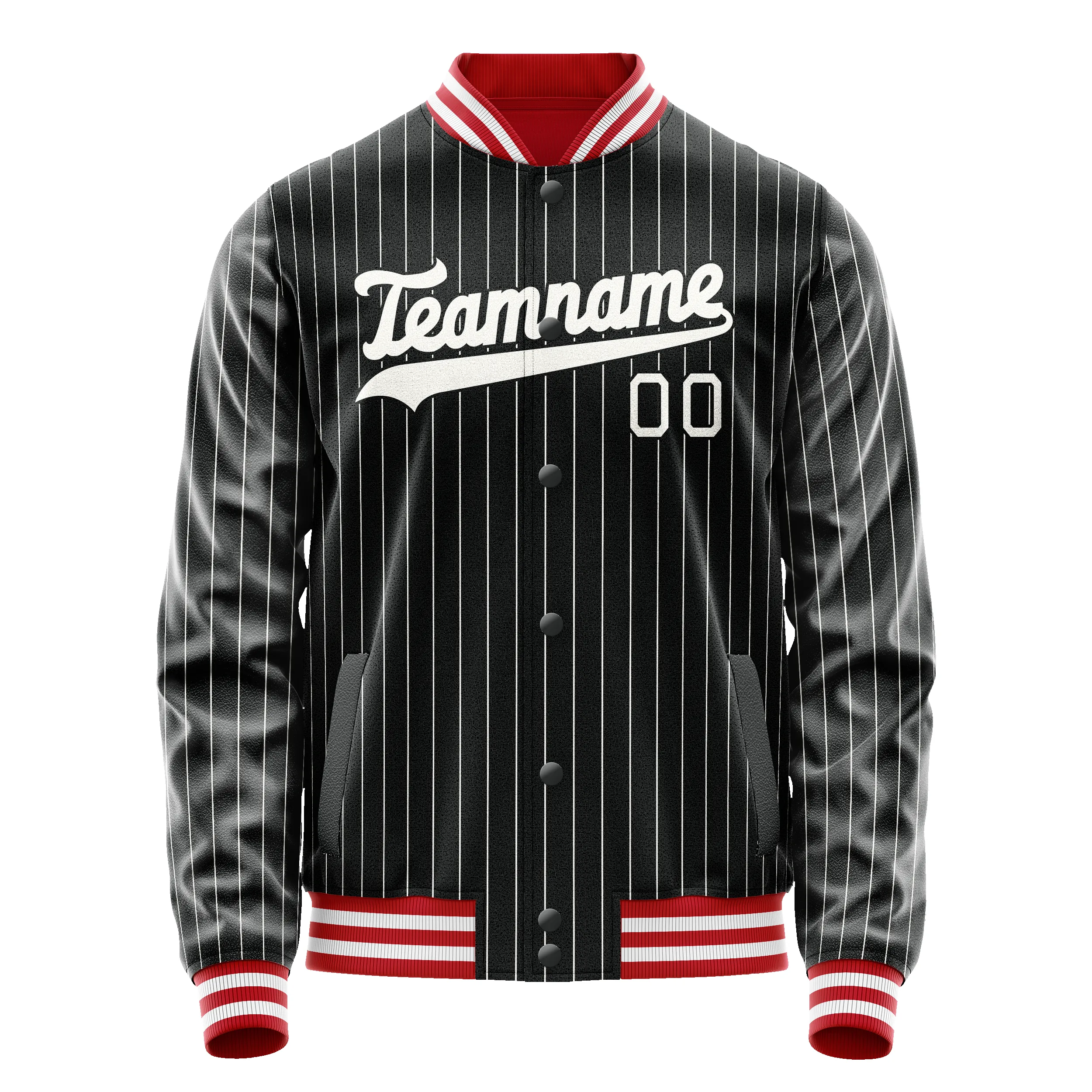 Custom Black White Gray Pinstripe Varsity Letterman Jacket sold by Tailorly product image thumbnail 2