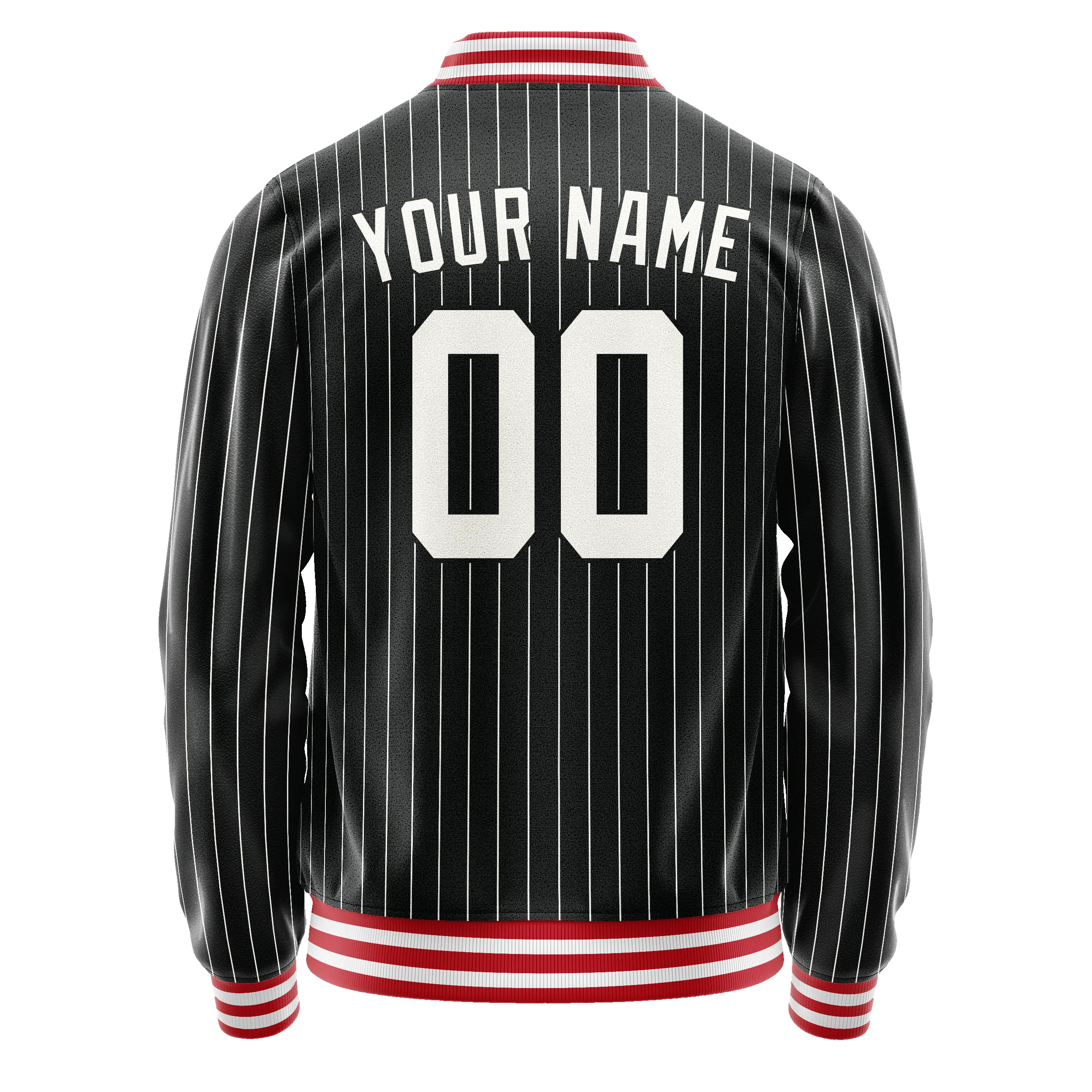 Custom Black White Gray Pinstripe Varsity Letterman Jacket sold by Tailorly product image thumbnail 3
