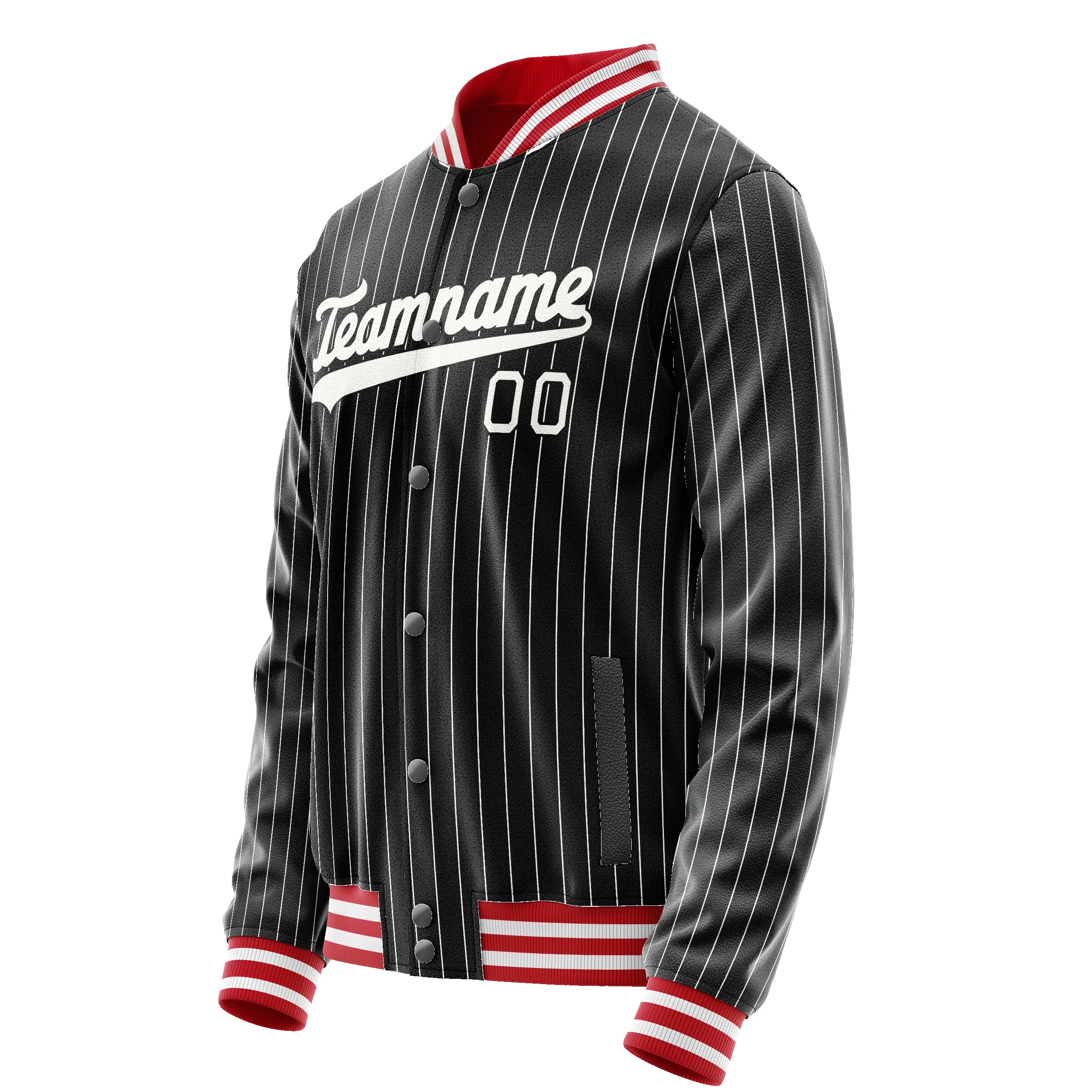 Custom Black White Gray Pinstripe Varsity Letterman Jacket sold by Tailorly product image thumbnail 4