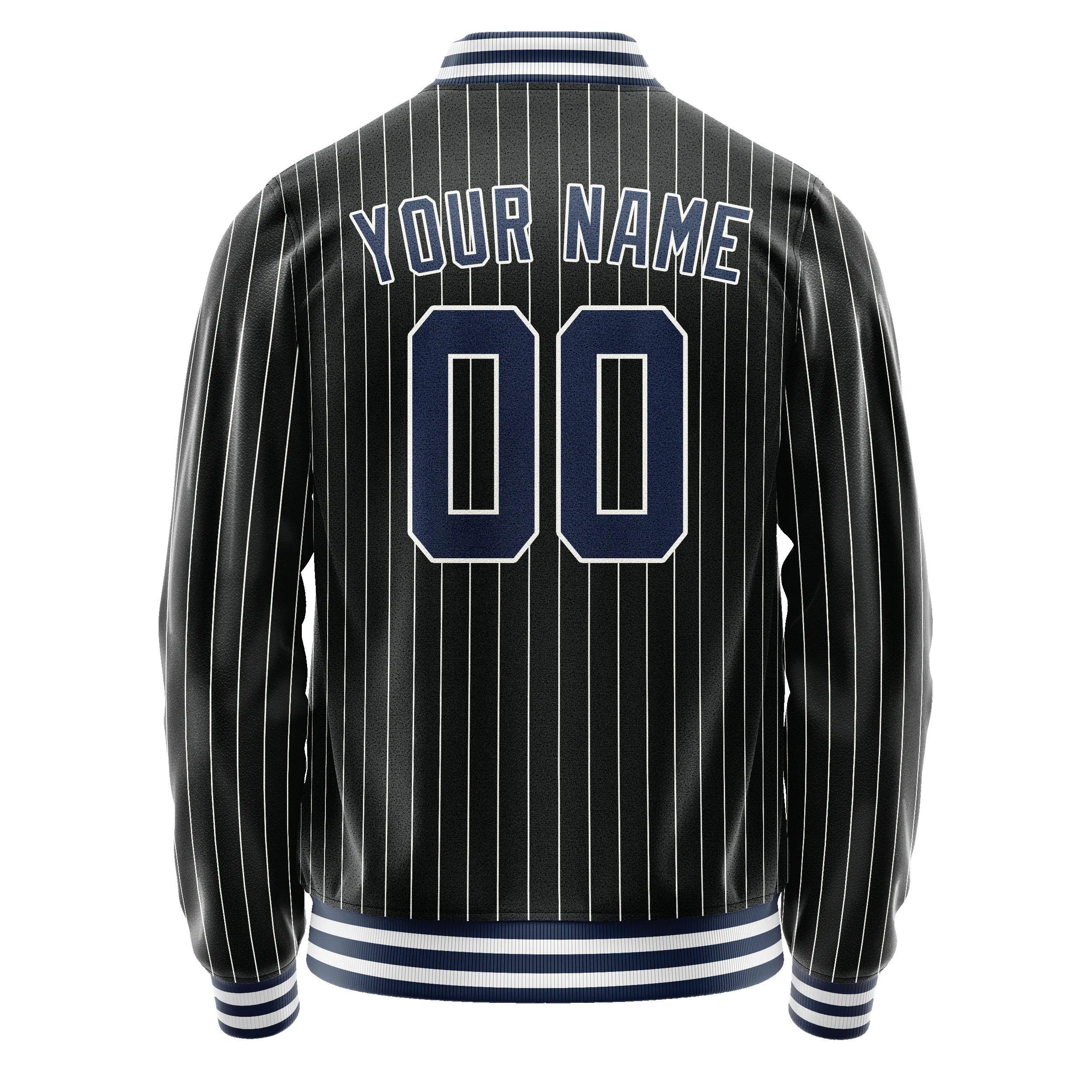 Custom Black Royal White Pinstripe Varsity Letterman Jacket sold by Tailorly product image thumbnail 3