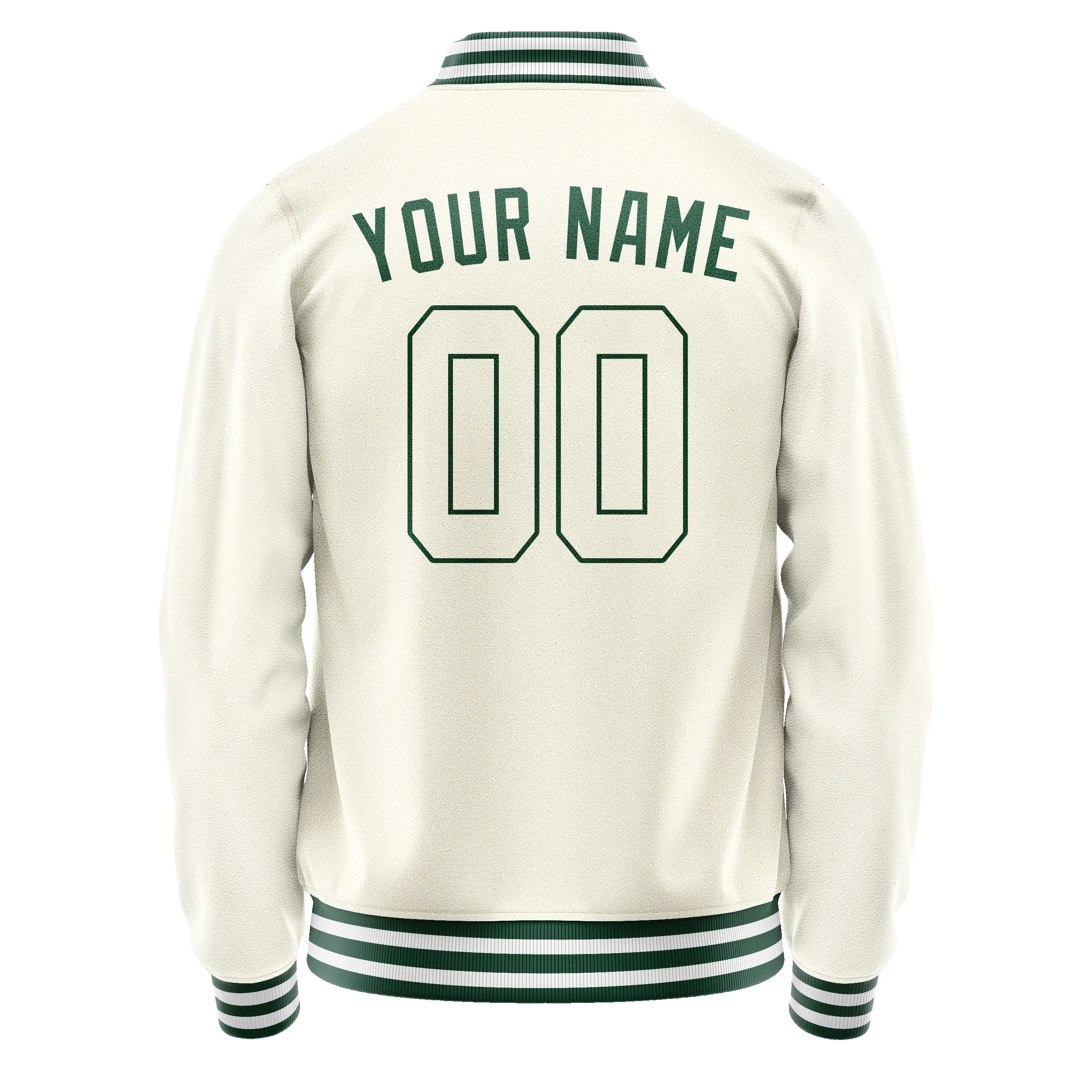 Custom Cream Kelly-Green Solid Color Varsity Letterman Jacket sold by Tailorly product image thumbnail 3