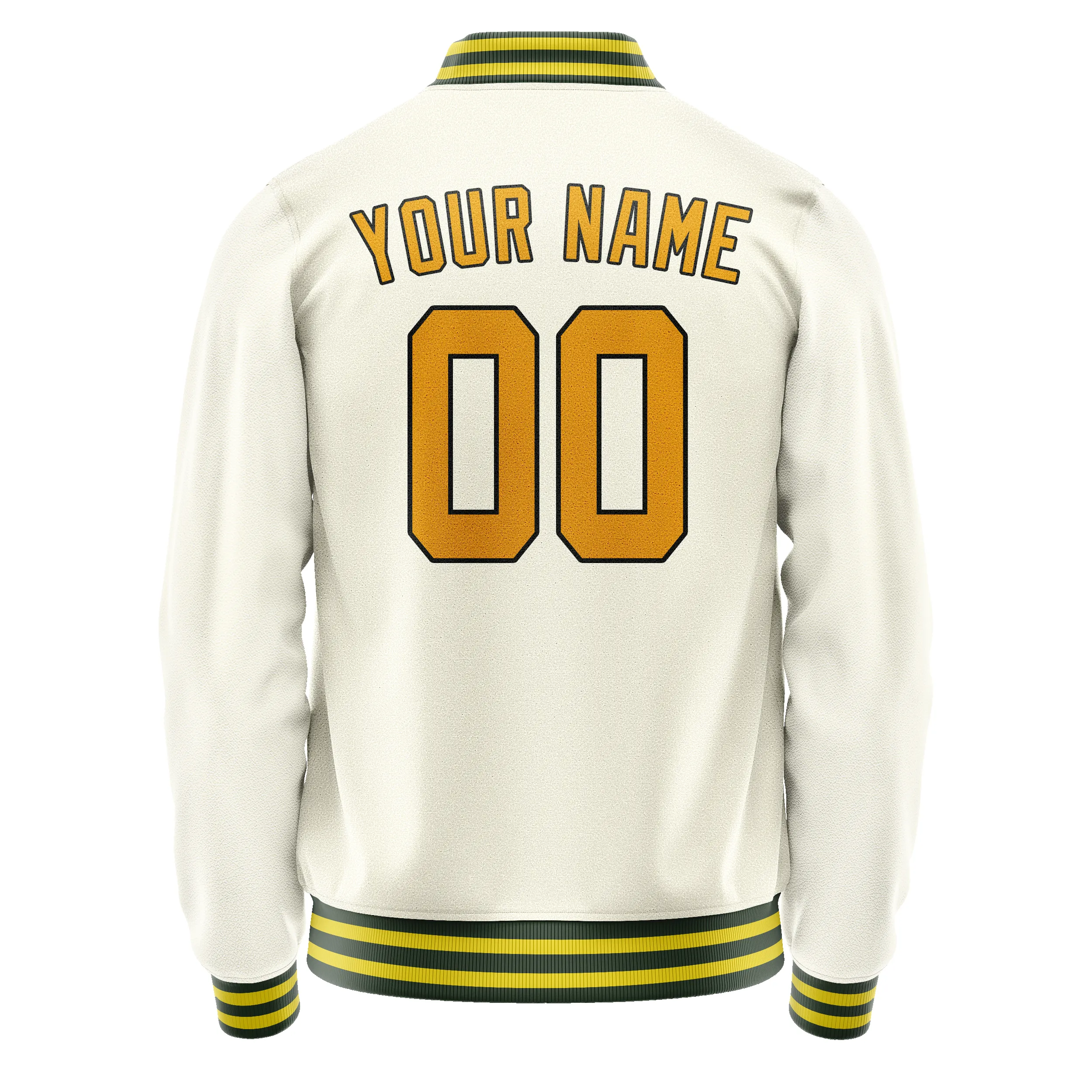 Custom Cream Gold Solid Color Varsity Letterman Jacket sold by Tailorly product image thumbnail 3