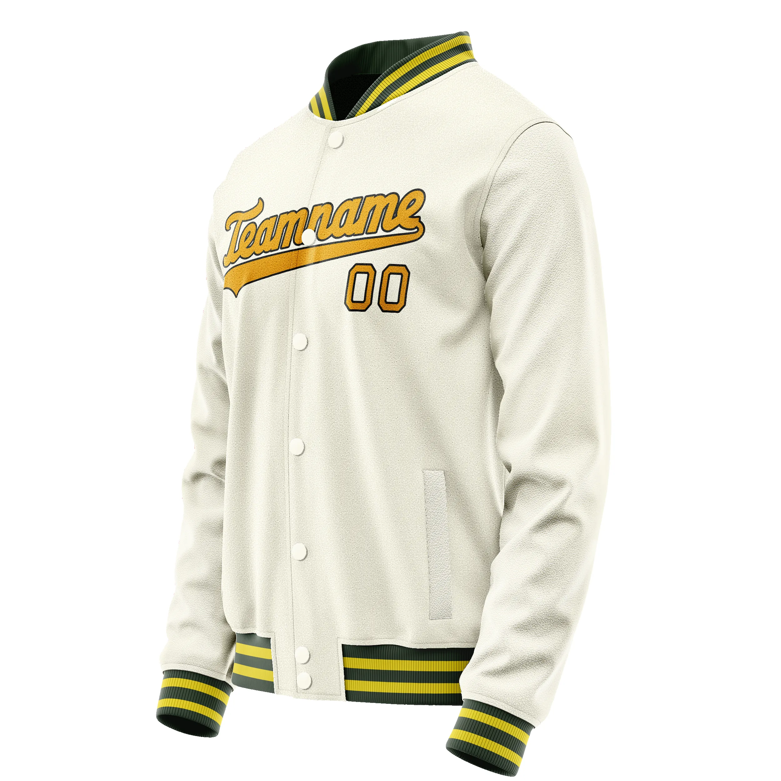 Custom Cream Gold Solid Color Varsity Letterman Jacket sold by Tailorly product image thumbnail 4