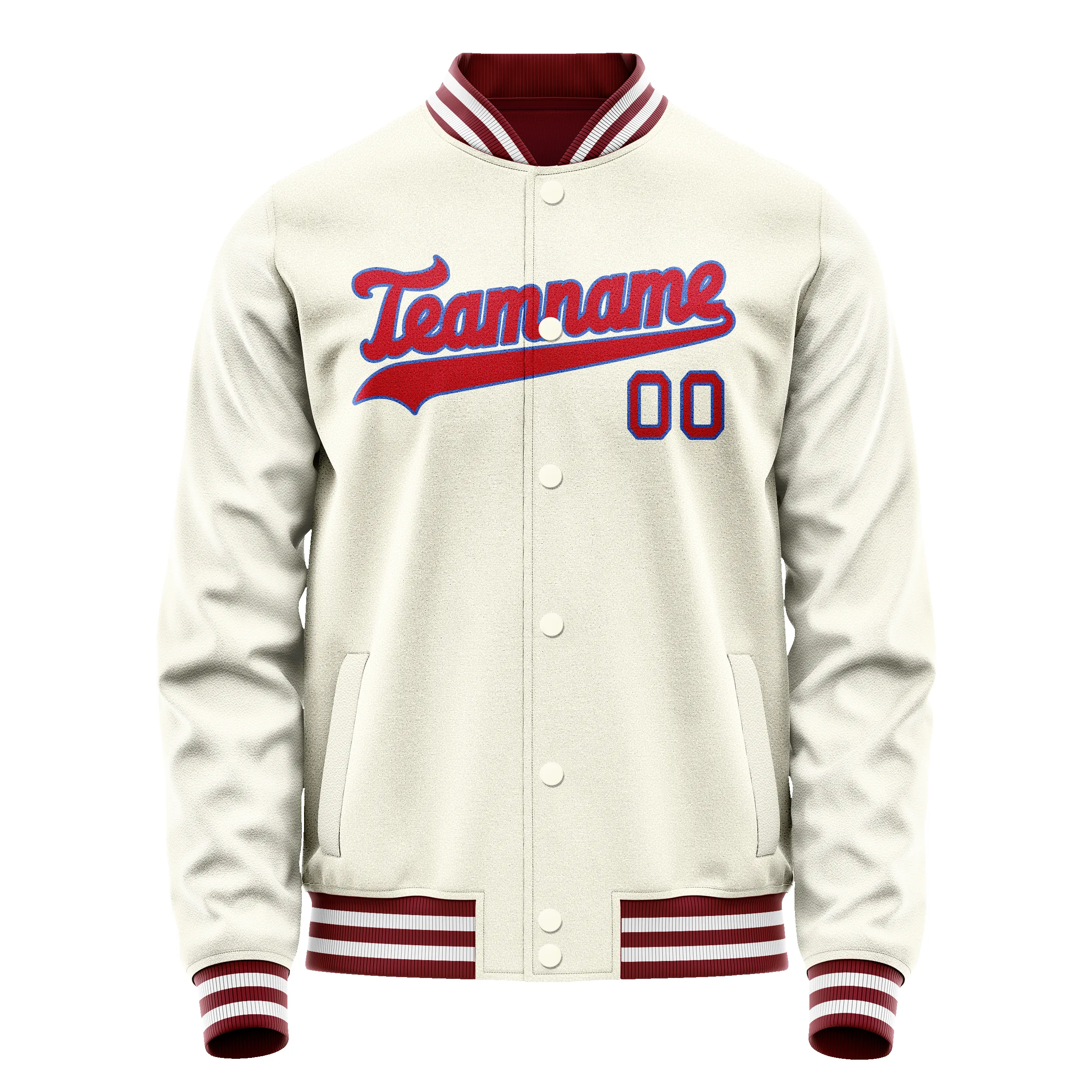 Custom Cream Red Solid Color Varsity Letterman Jacket sold by Tailorly product image thumbnail 2