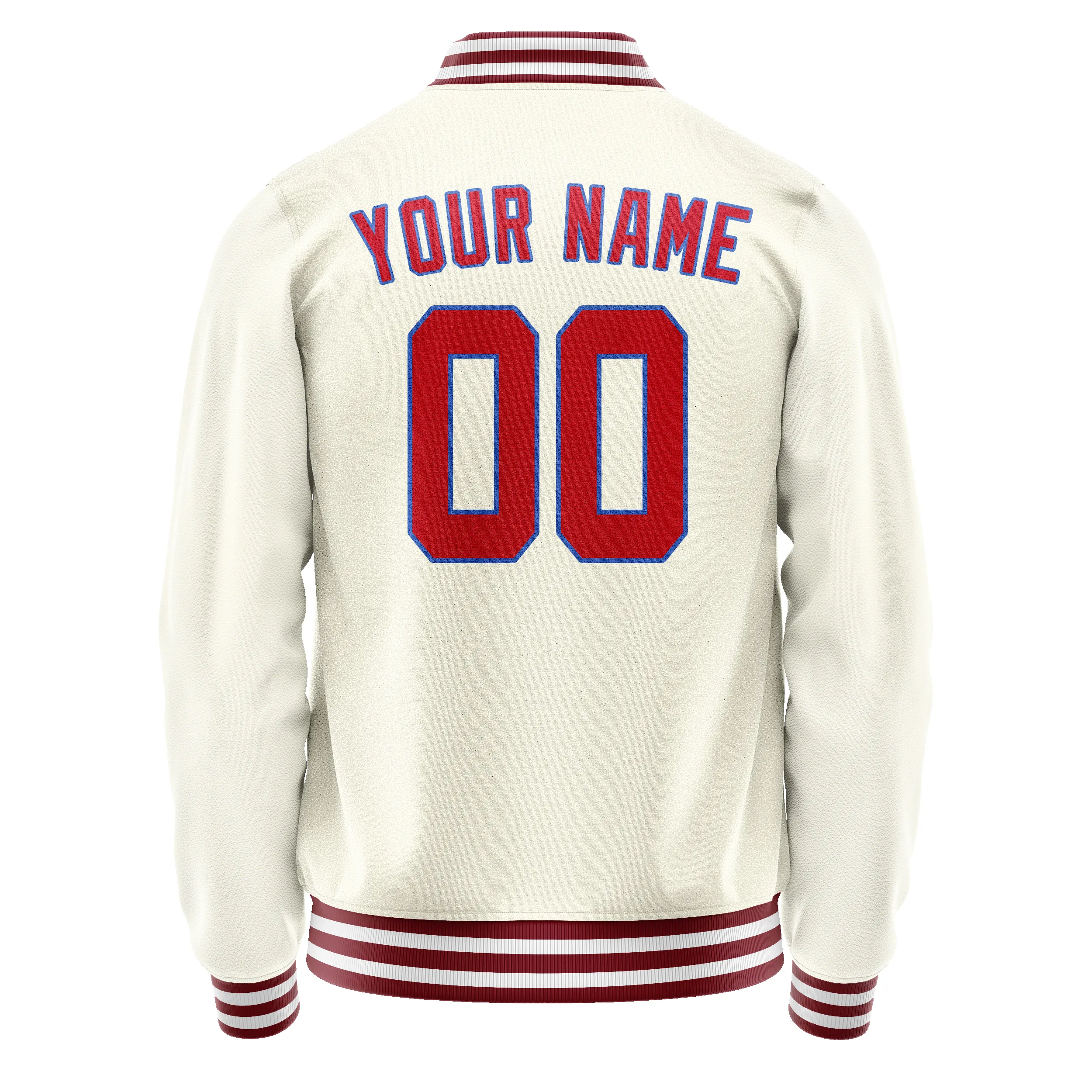 Custom Cream Red Solid Color Varsity Letterman Jacket sold by Tailorly product image thumbnail 3