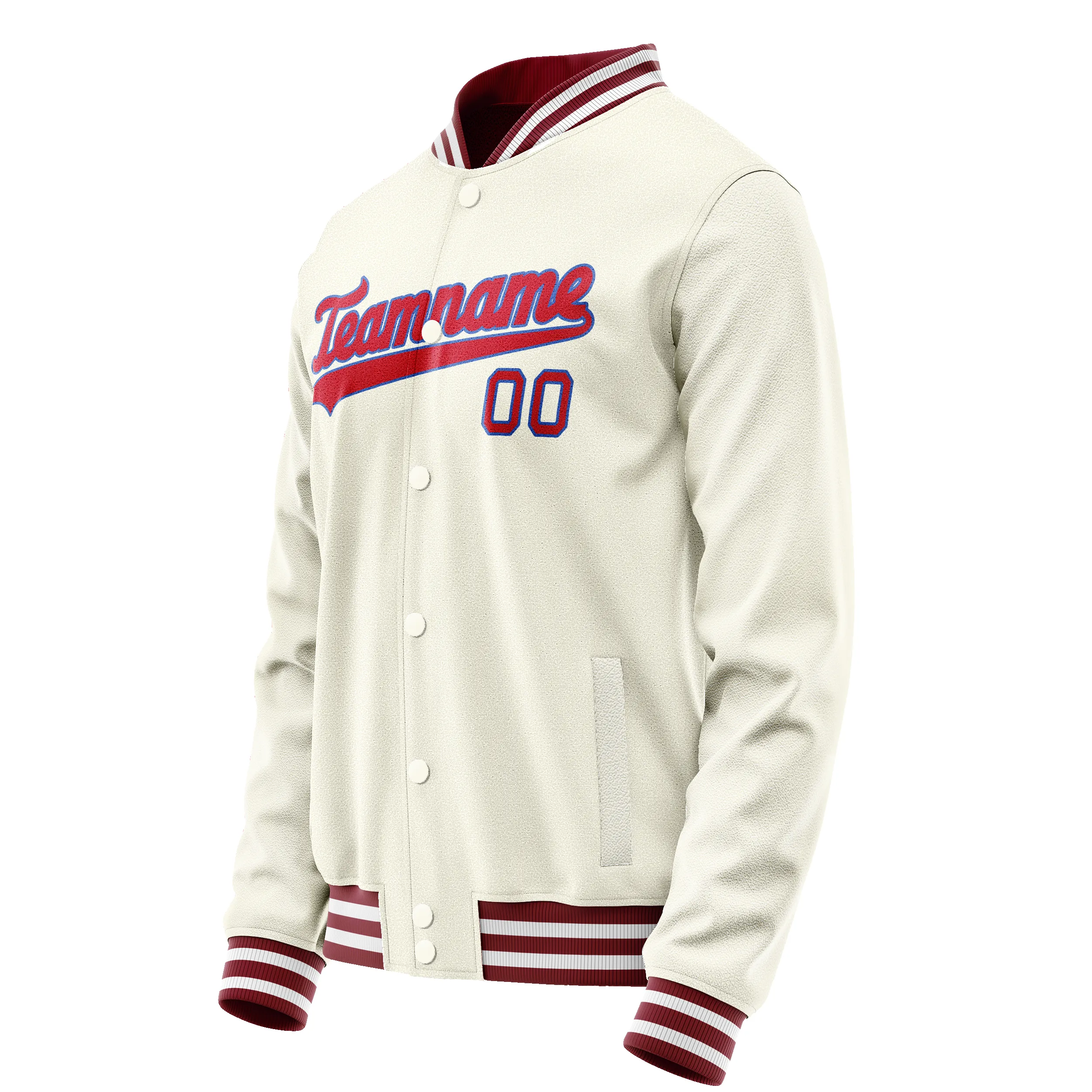 Custom Cream Red Solid Color Varsity Letterman Jacket sold by Tailorly product image thumbnail 4