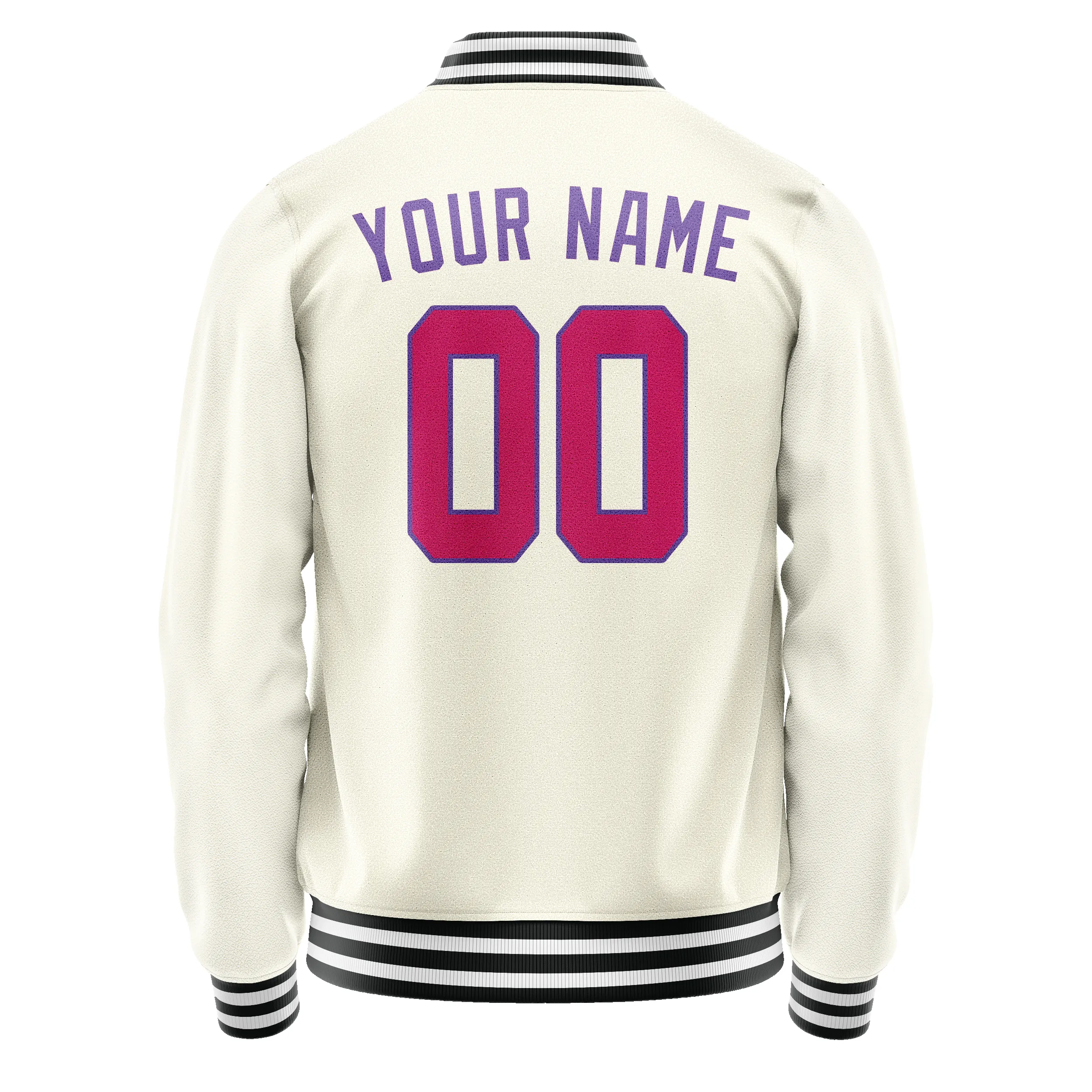 Custom Cream Purple Solid Color Varsity Letterman Jacket sold by Tailorly product image thumbnail 3