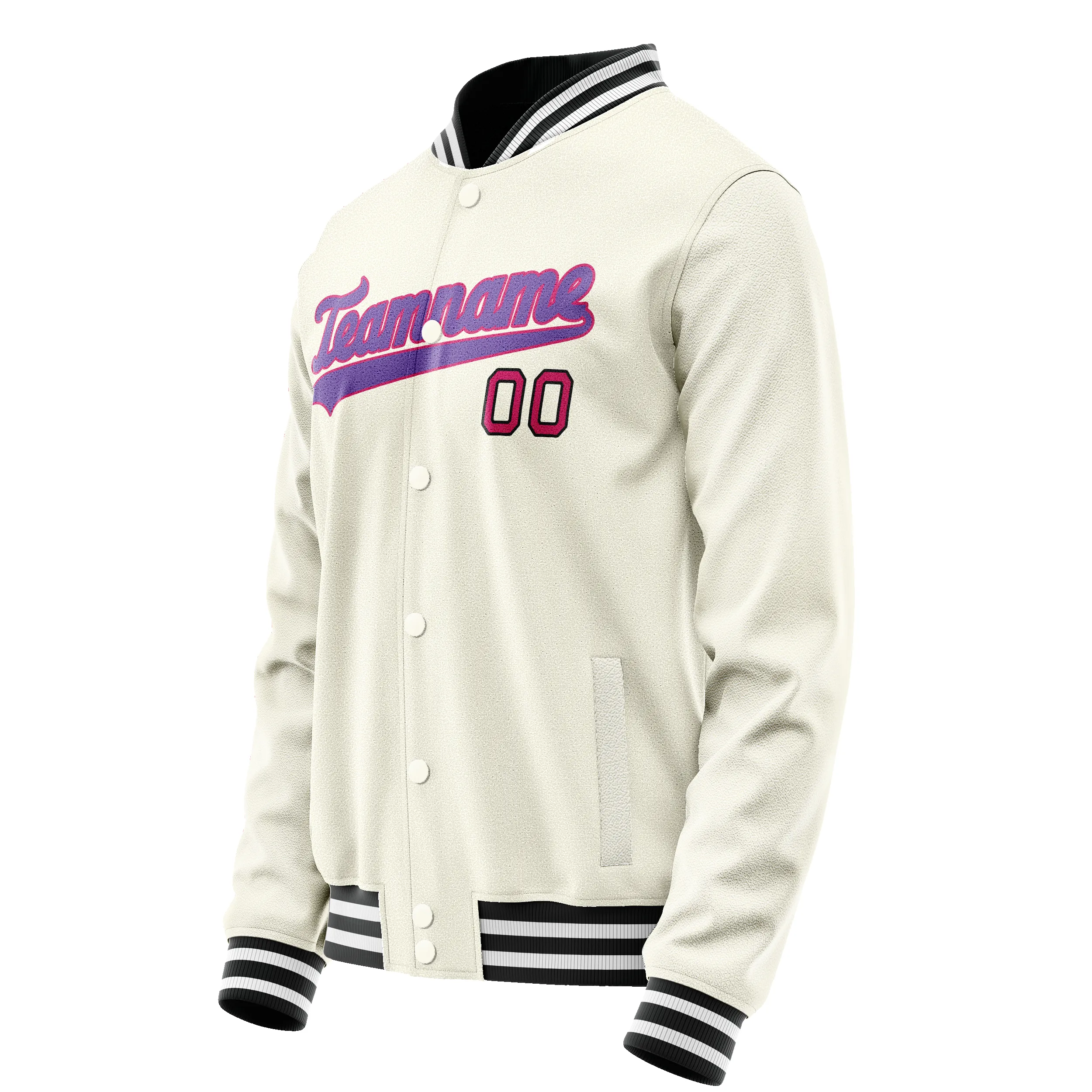 Custom Cream Purple Solid Color Varsity Letterman Jacket sold by Tailorly product image thumbnail 4