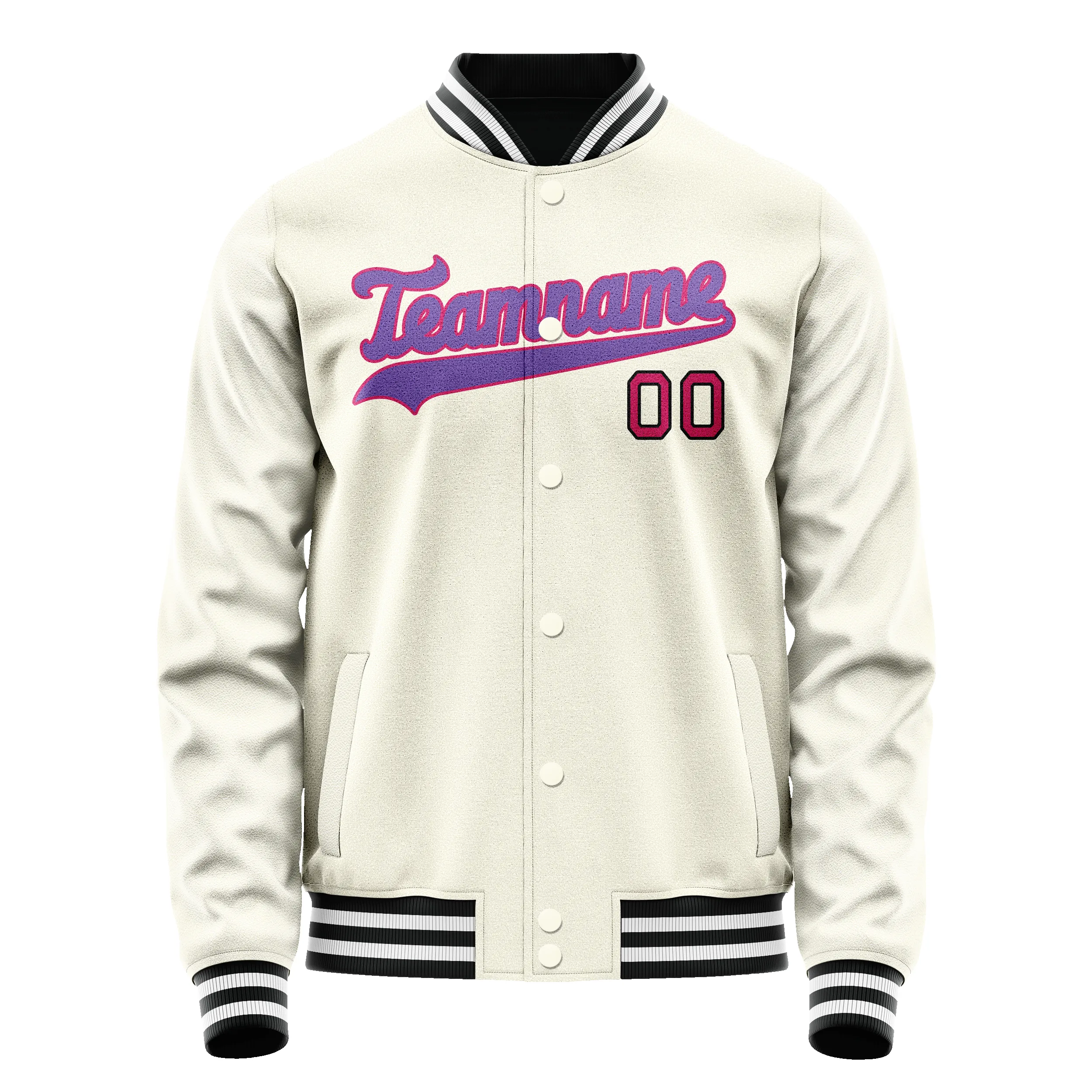 Custom Cream Purple Solid Color Varsity Letterman Jacket sold by Tailorly product image thumbnail 2