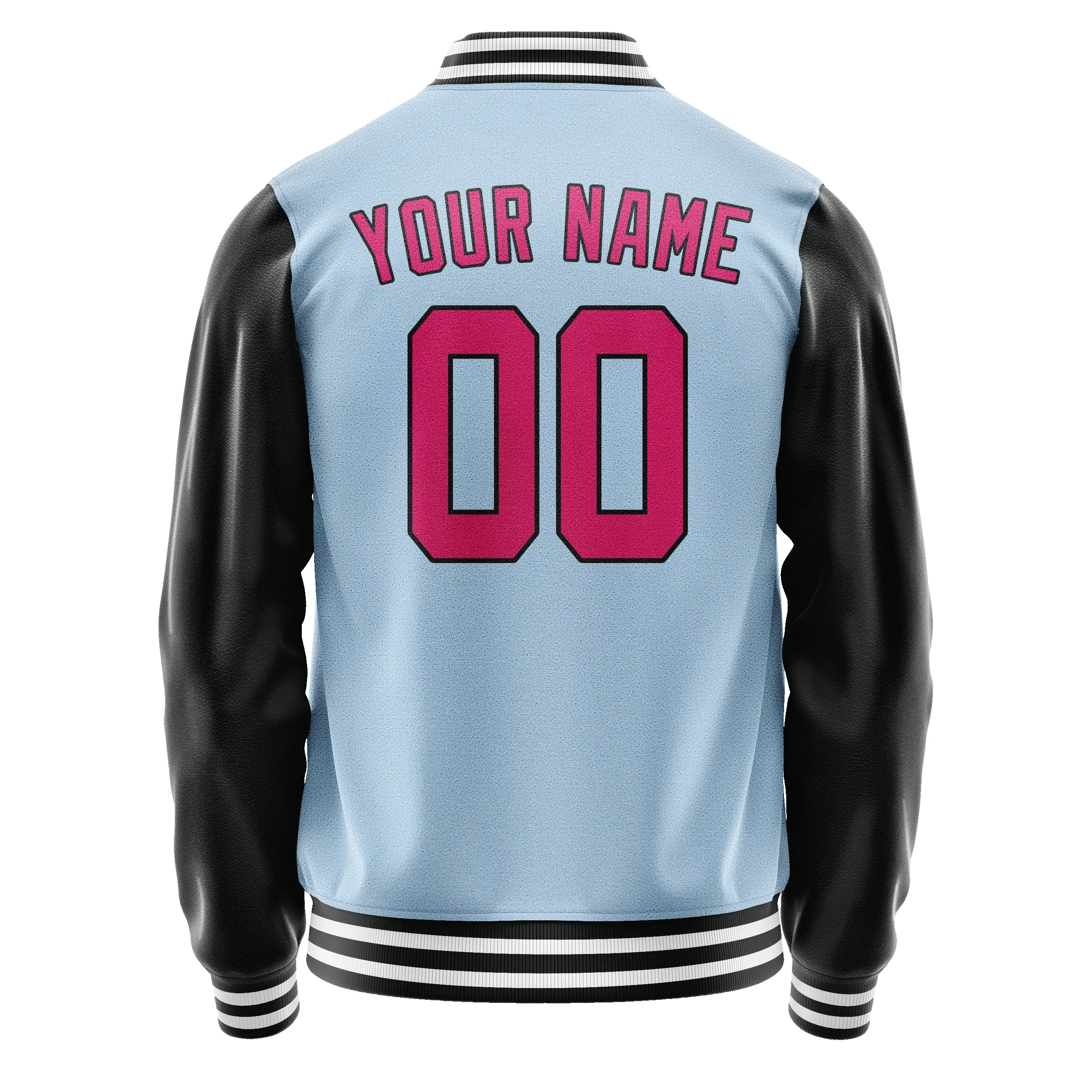 Custom Light-Blue Pink Solid Color Varsity Letterman Jacket sold by Tailorly product image thumbnail 3