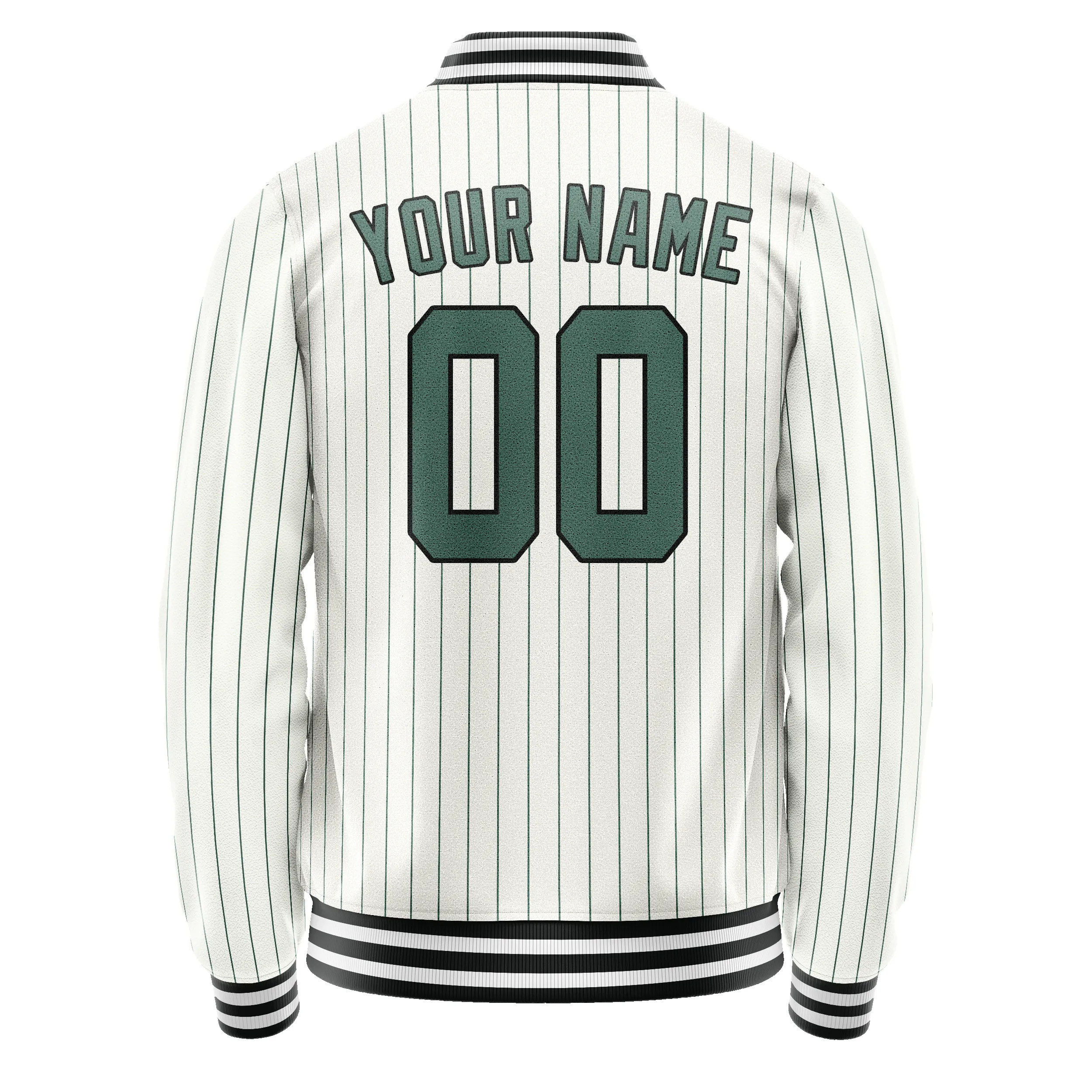 Custom White Teal Teal Pinstripe Varsity Letterman Jacket sold by Tailorly product image thumbnail 3
