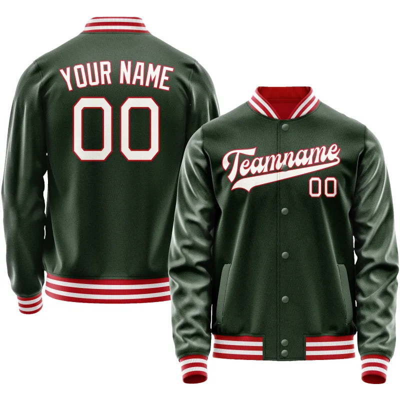 Custom Green White Solid Color Varsity Letterman Jacket sold by Tailorly