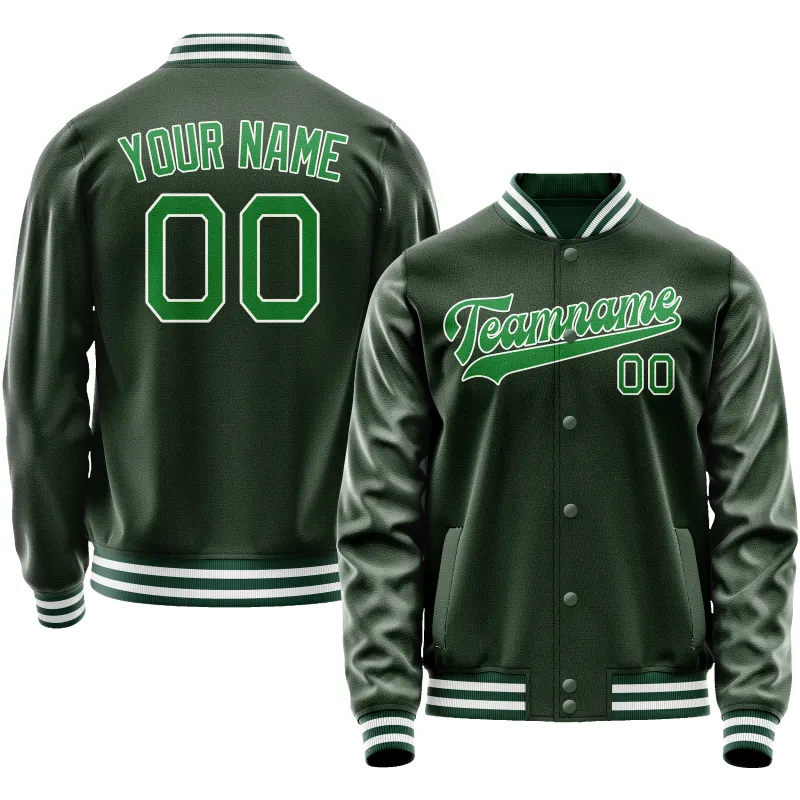Custom Green Kelly-Green Solid Color Varsity Letterman Jacket sold by Tailorly