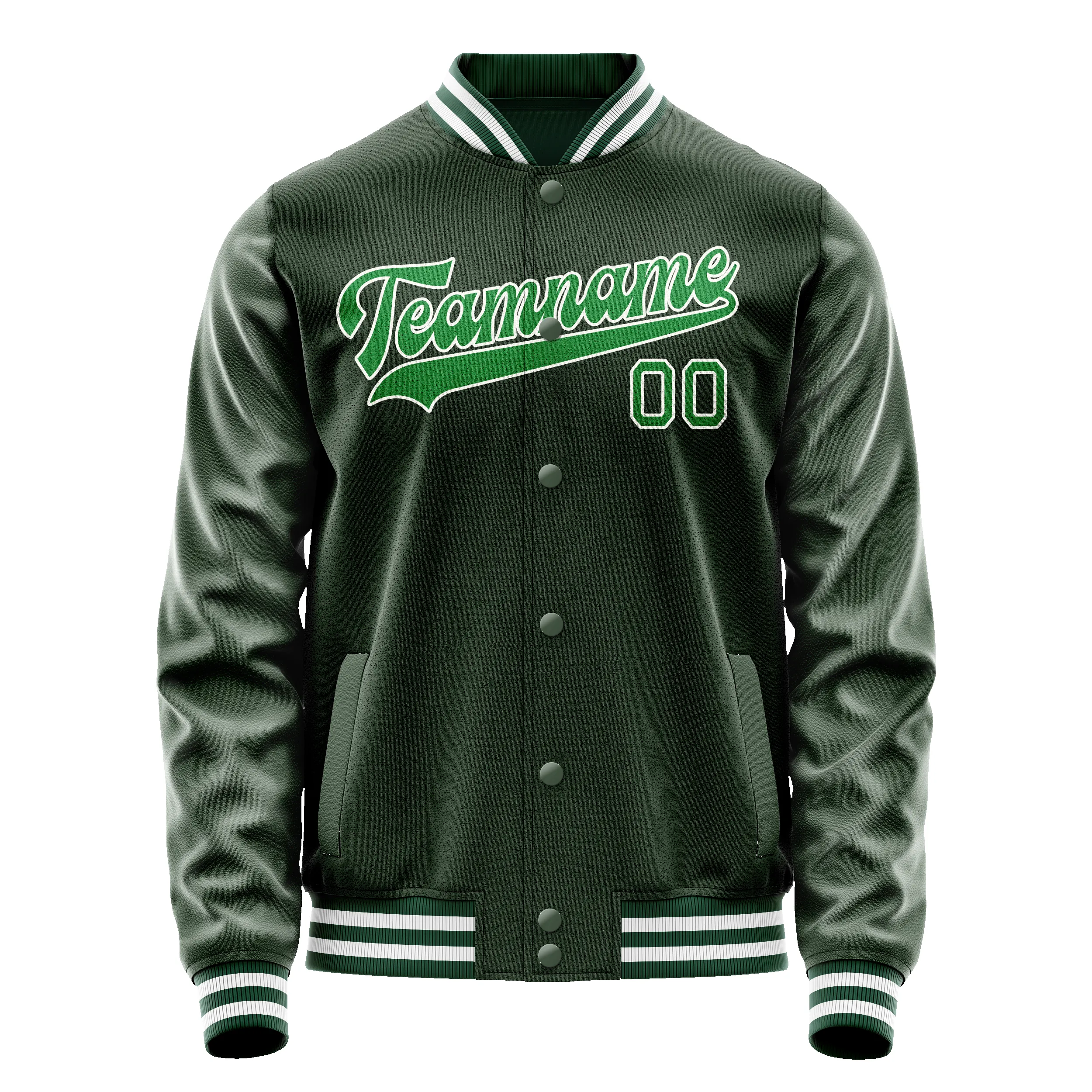 Custom Green Kelly-Green Solid Color Varsity Letterman Jacket sold by Tailorly product image thumbnail 2