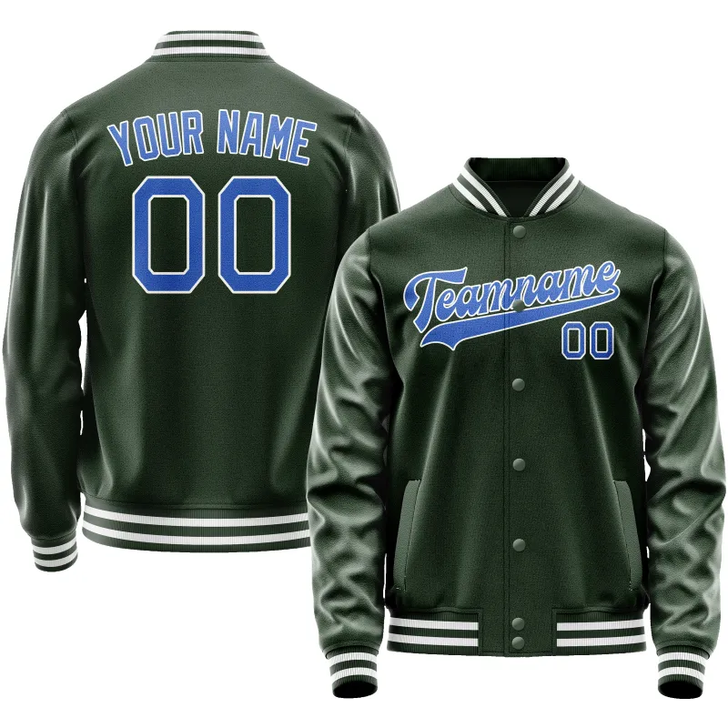 Custom Green Light-Blue Solid Color Varsity Letterman Jacket sold by Tailorly