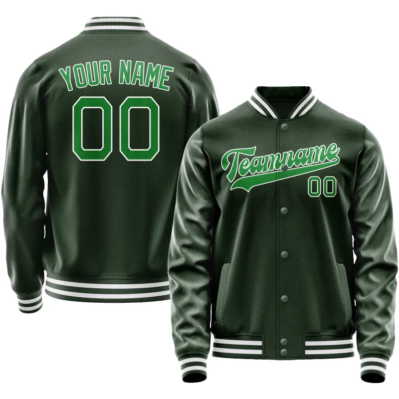 Custom Green Neon-Green Solid Color Varsity Letterman Jacket sold by Tailorly