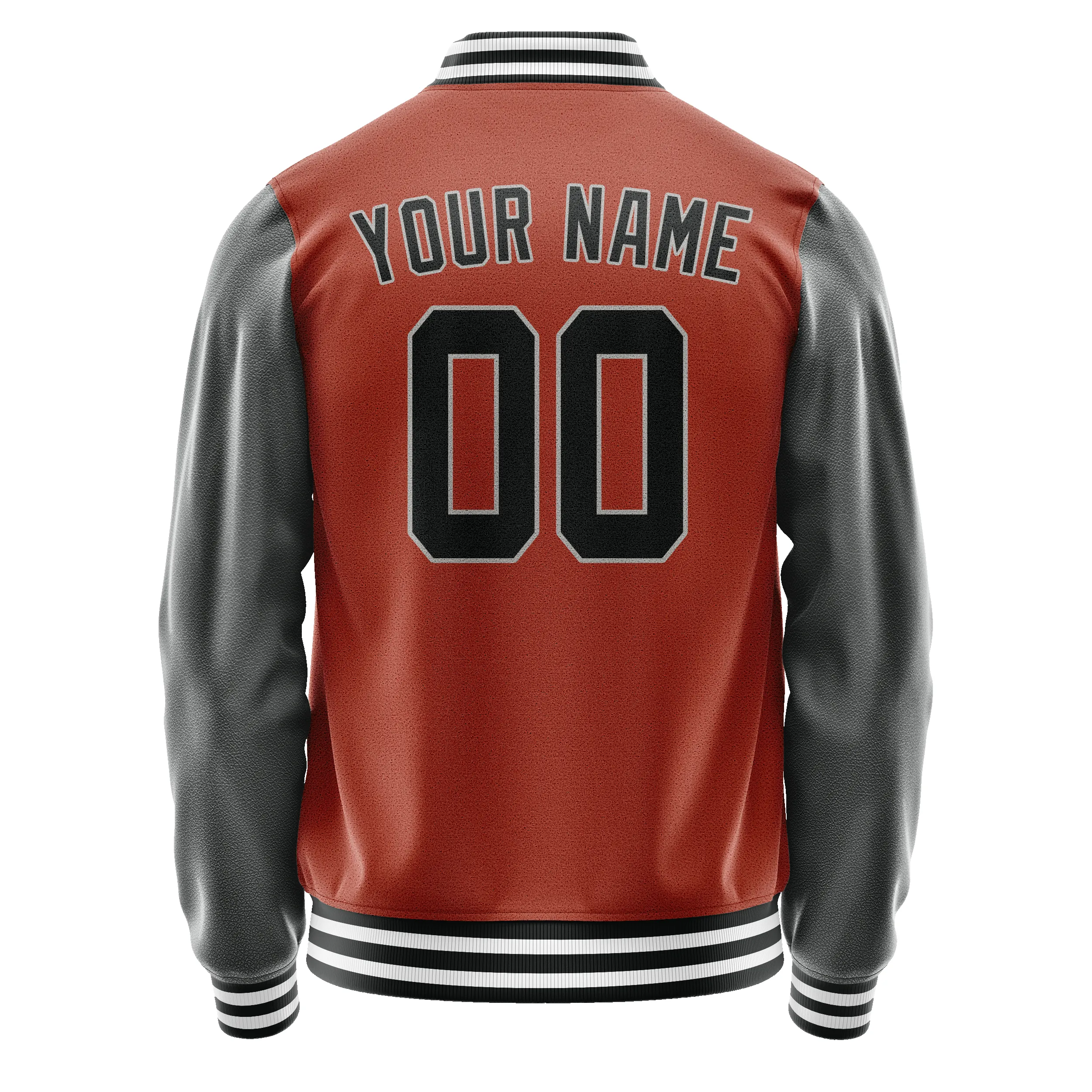 Custom Texas-Orange Gray Solid Color Varsity Letterman Jacket sold by Tailorly product image thumbnail 3