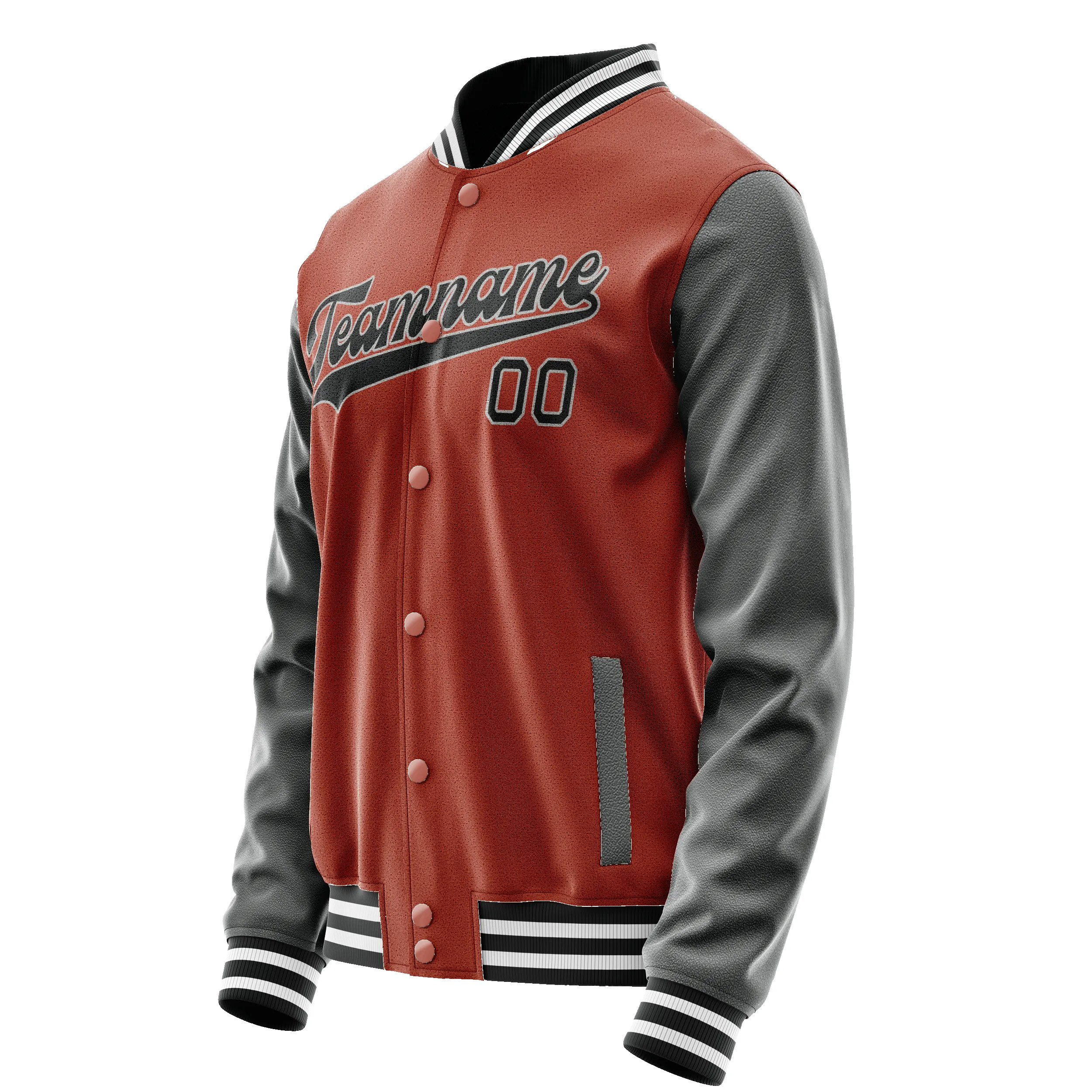 Custom Texas-Orange Gray Solid Color Varsity Letterman Jacket sold by Tailorly product image thumbnail 4