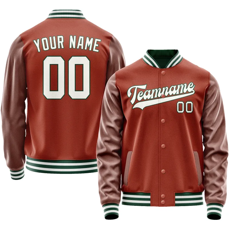Custom Texas-Orange White Solid Color Varsity Letterman Jacket sold by Tailorly