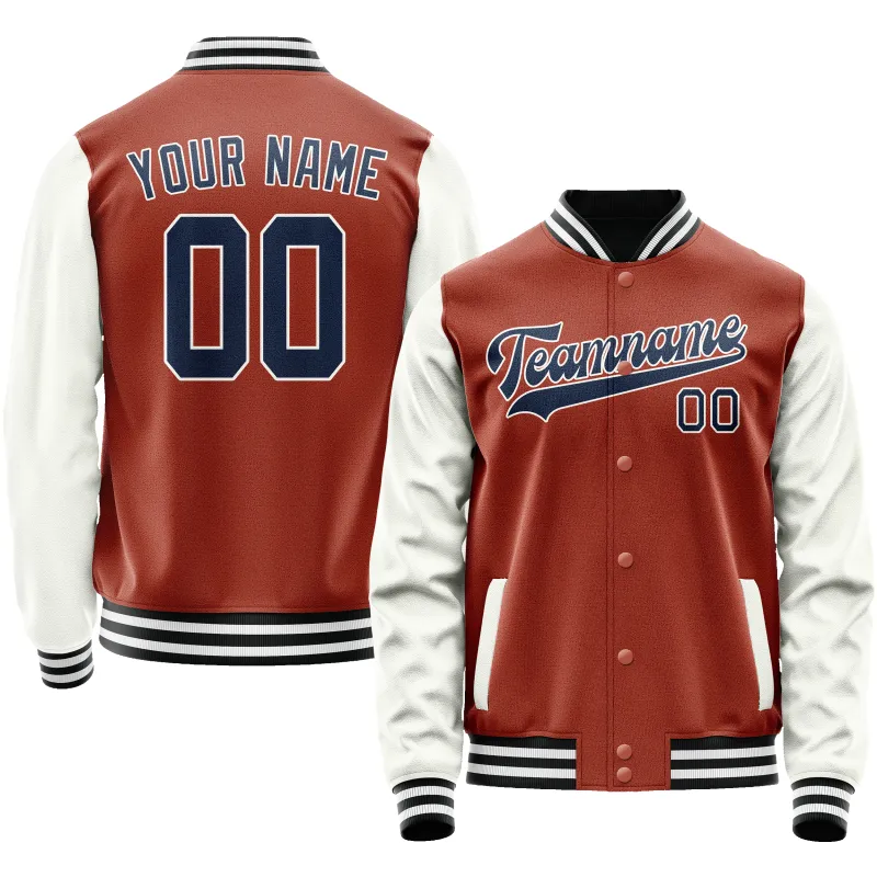 Custom Texas-Orange White Solid Color Varsity Letterman Jacket sold by Tailorly