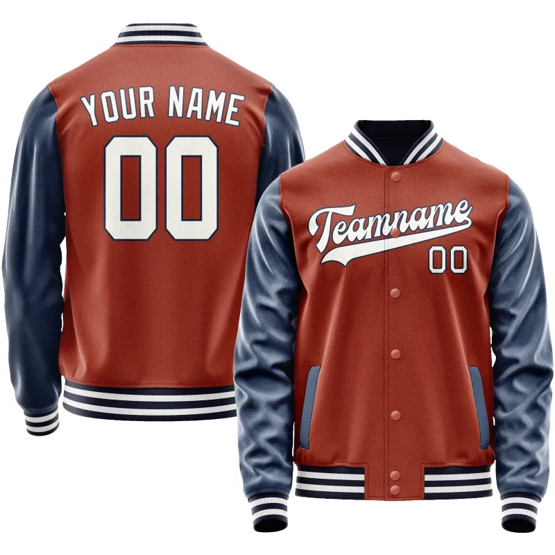Custom Texas-Orange Royal Solid Color Varsity Letterman Jacket sold by Tailorly