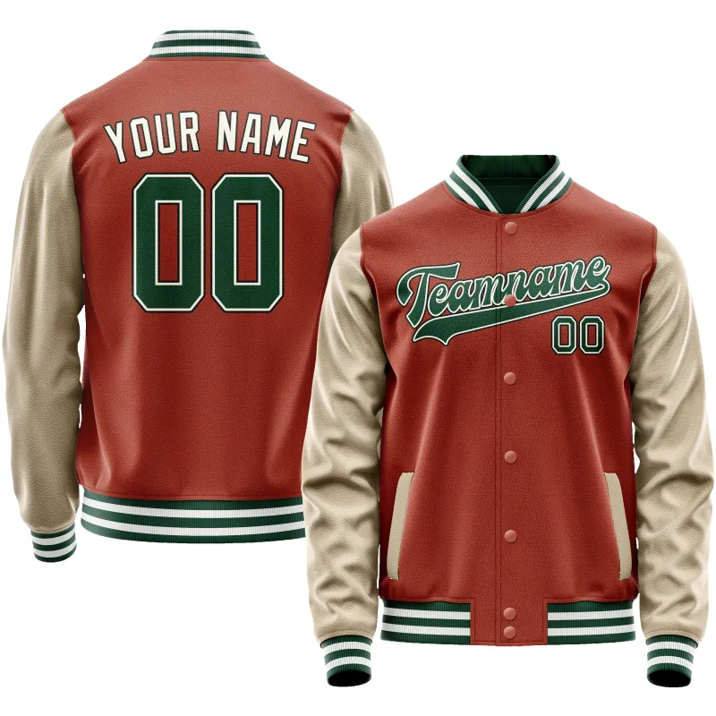 Custom Texas-Orange Cream Solid Color Varsity Letterman Jacket sold by Tailorly