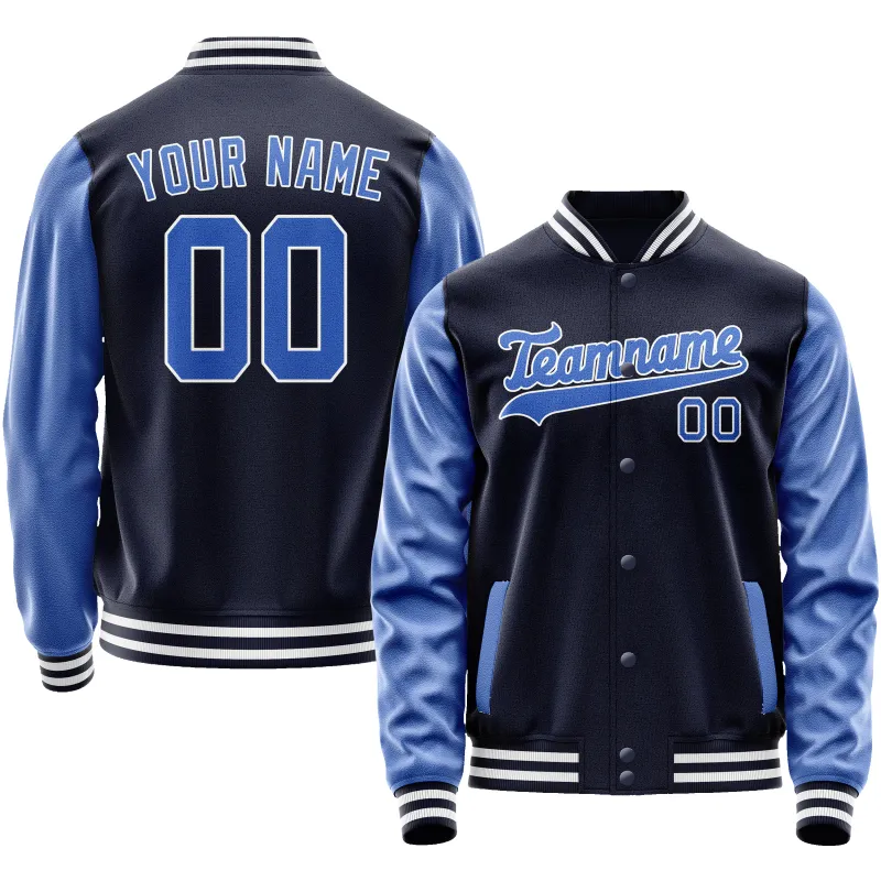 Custom Navy Royal Solid Color Varsity Letterman Jacket sold by Tailorly