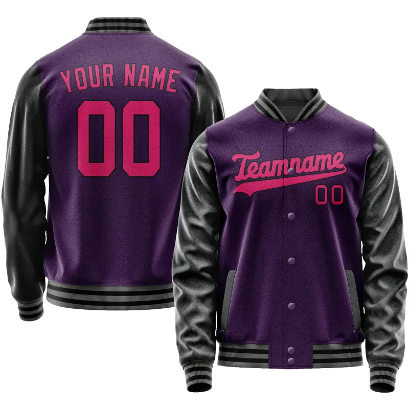 Custom Purple Pink Solid Color Varsity Letterman Jacket sold by Tailorly