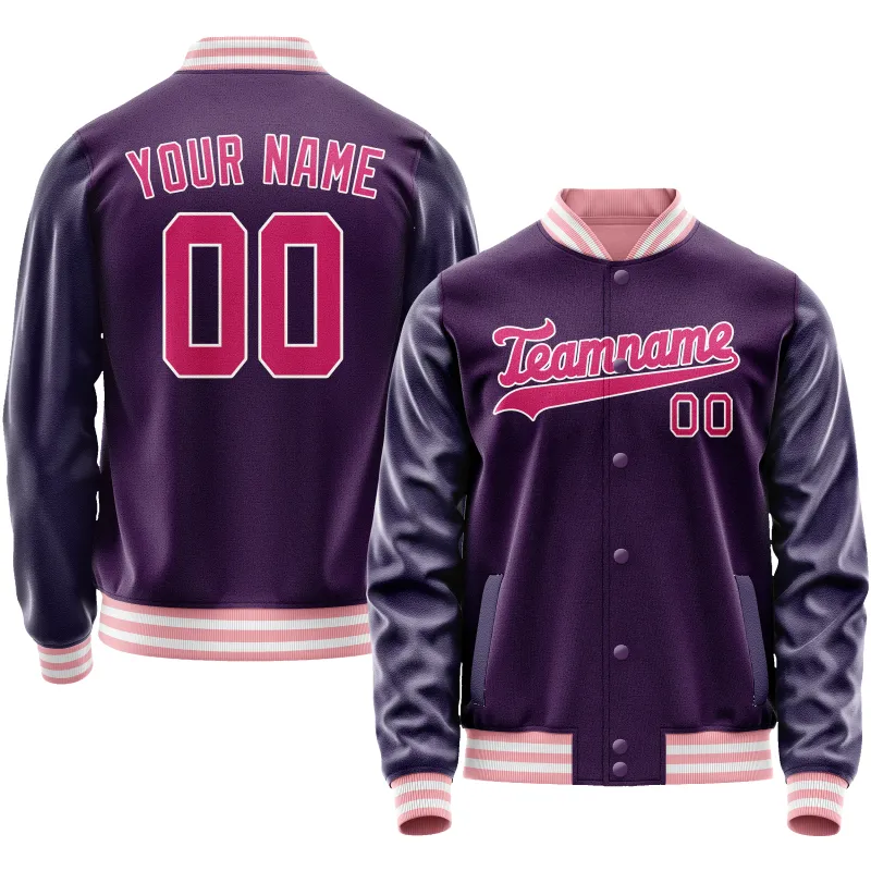 Custom Purple Pink Solid Color Varsity Letterman Jacket sold by Tailorly