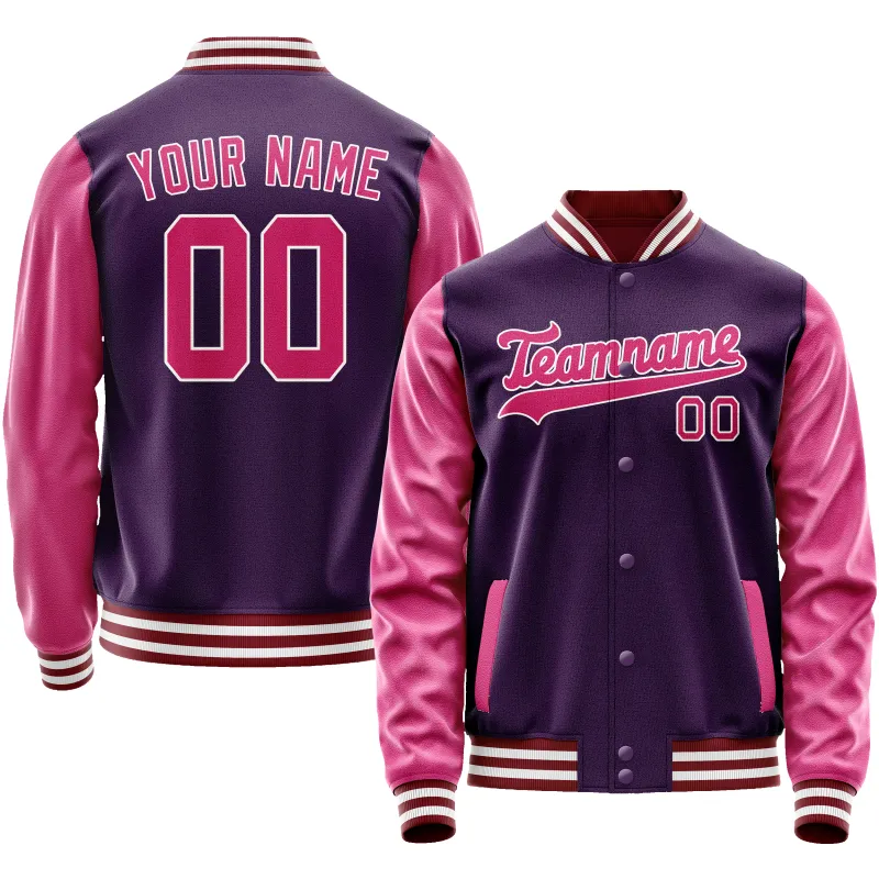 Custom Purple Pink Solid Color Varsity Letterman Jacket sold by Tailorly