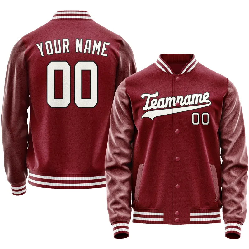 Custom Crimson White Solid Color Varsity Letterman Jacket sold by Tailorly