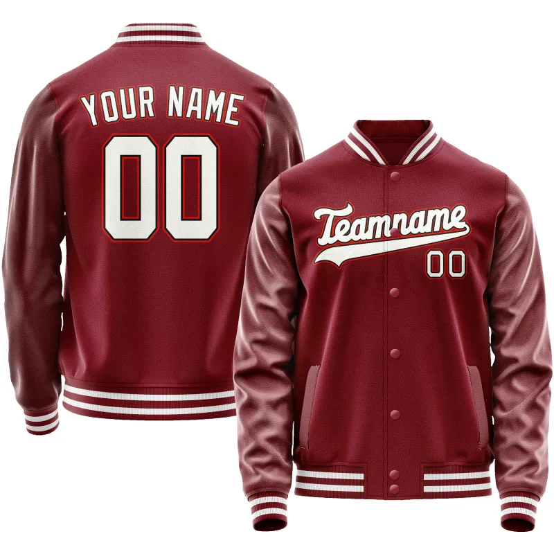 Custom Crimson White Solid Color Varsity Letterman Jacket sold by Tailorly