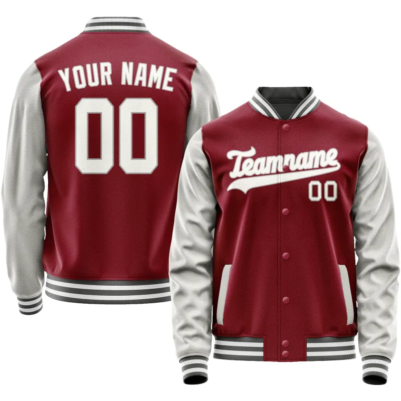 Custom Crimson Gray Solid Color Varsity Letterman Jacket sold by Tailorly