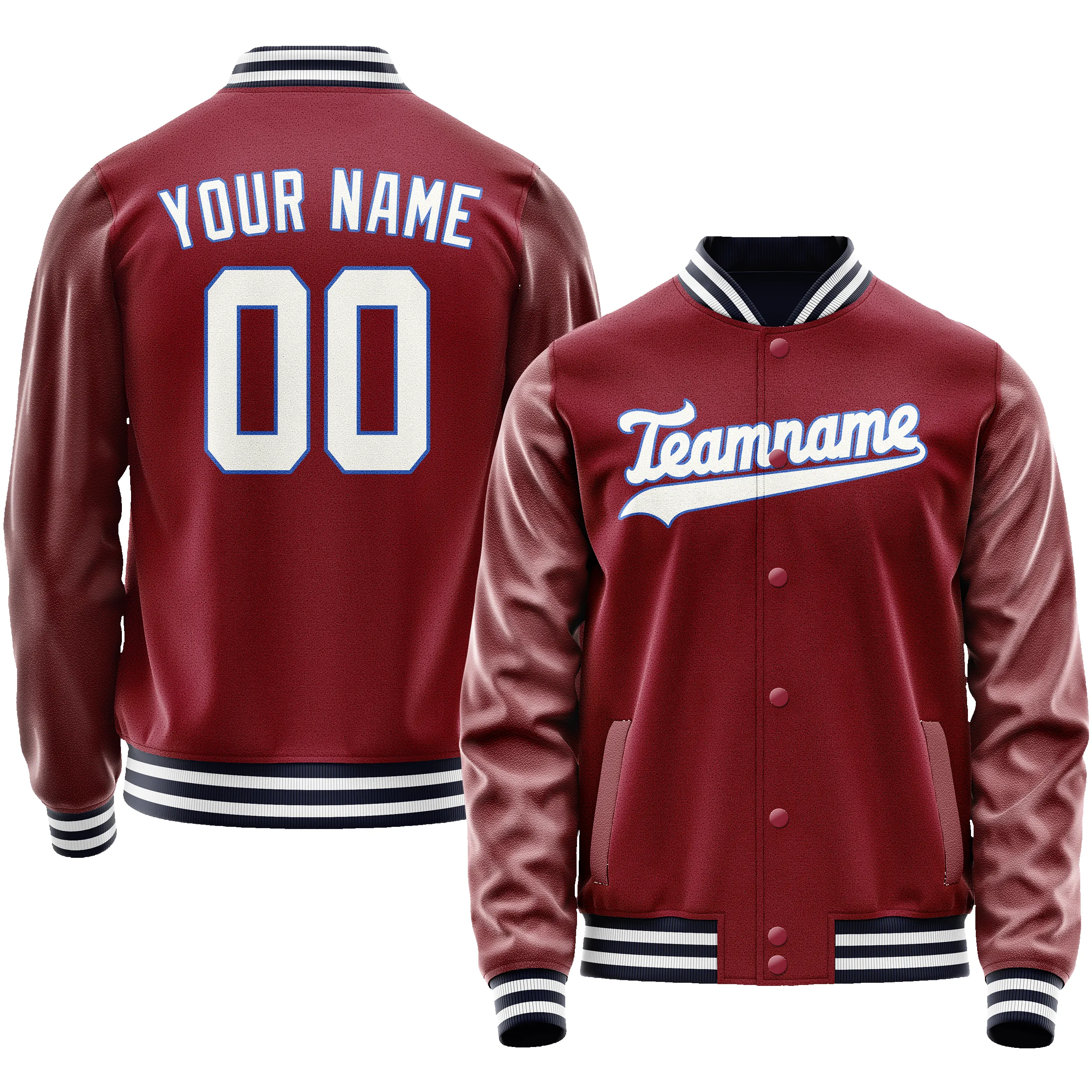 Custom Crimson White Solid Color Varsity Letterman Jacket sold by Tailorly