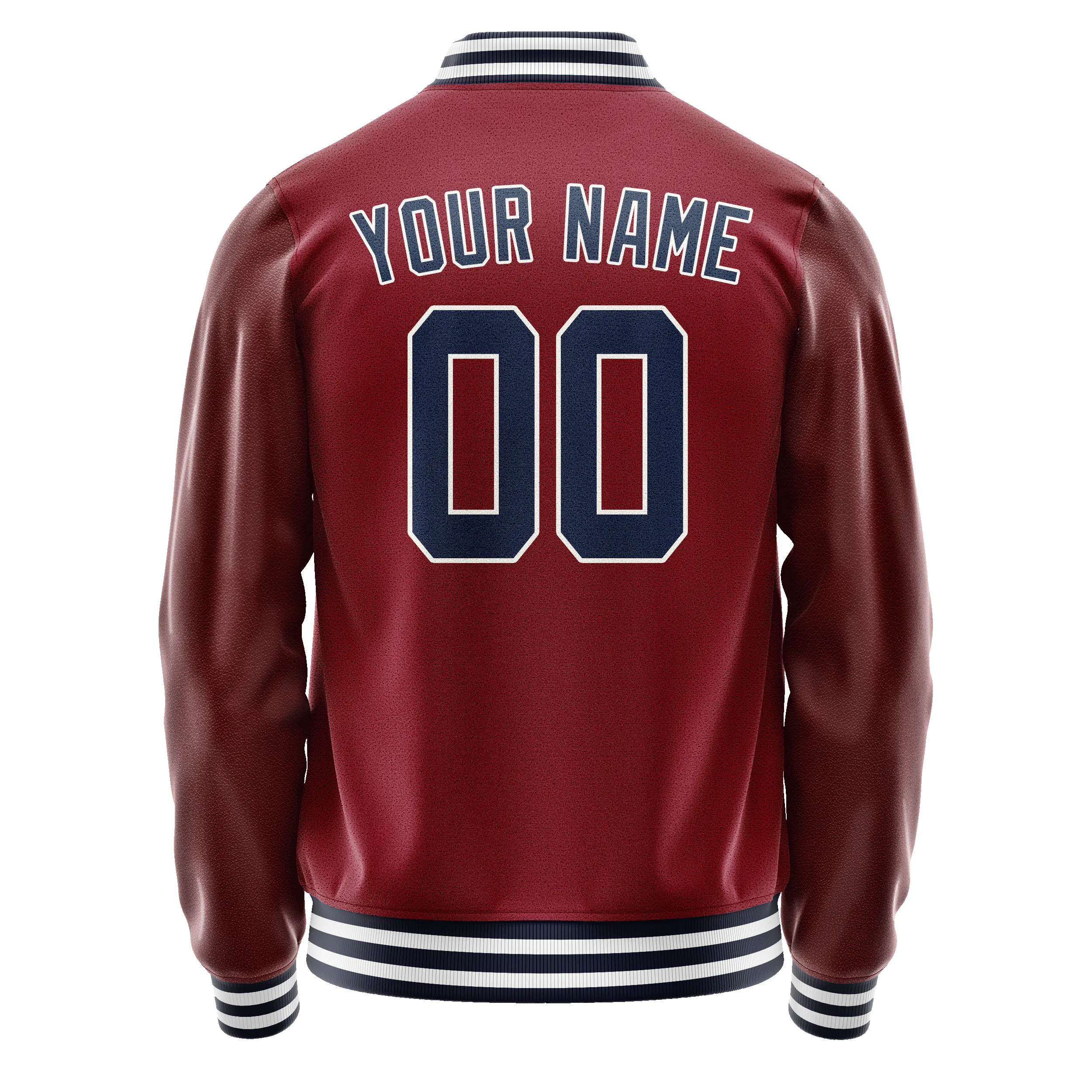 Custom Crimson Navy Solid Color Varsity Letterman Jacket sold by Tailorly product image thumbnail 3