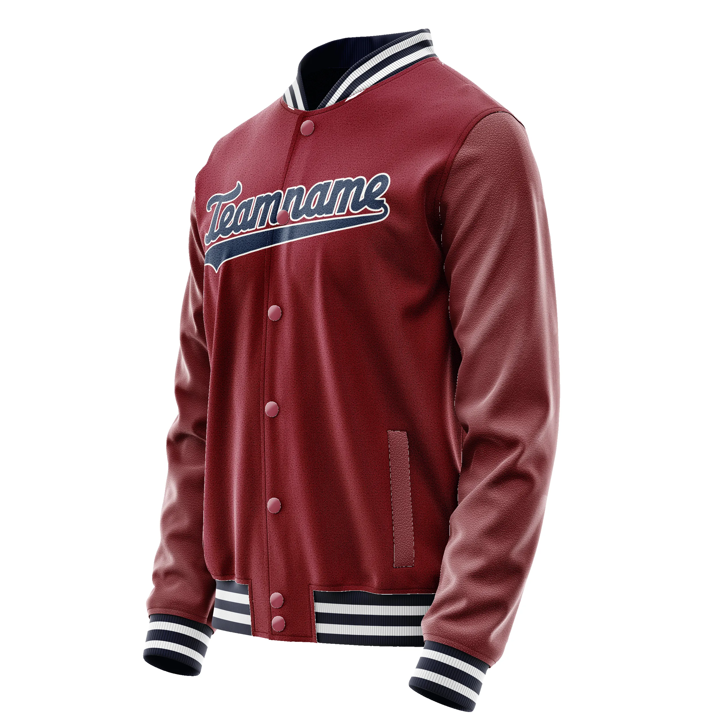 Custom Crimson Navy Solid Color Varsity Letterman Jacket sold by Tailorly product image thumbnail 4