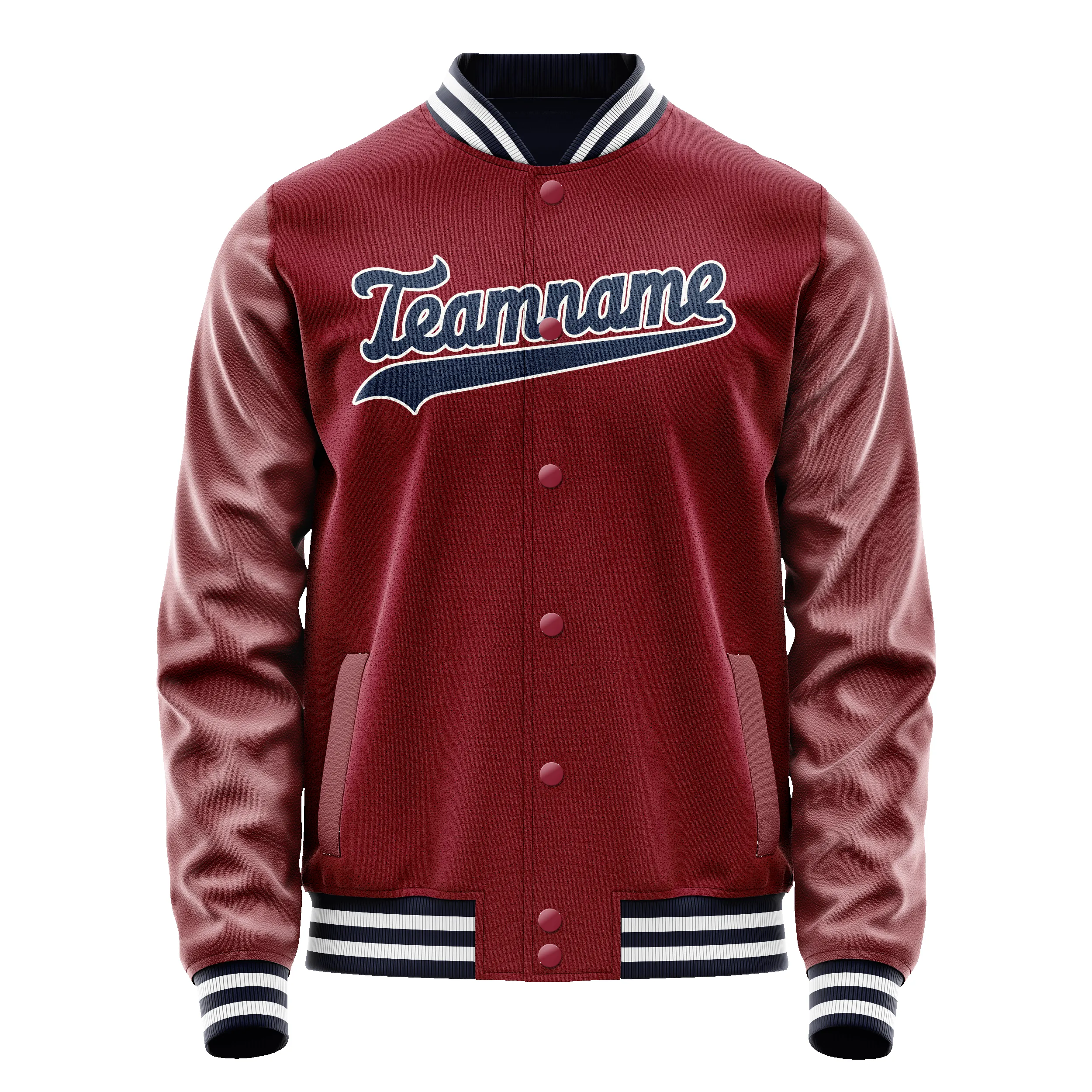 Custom Crimson Navy Solid Color Varsity Letterman Jacket sold by Tailorly product image thumbnail 2