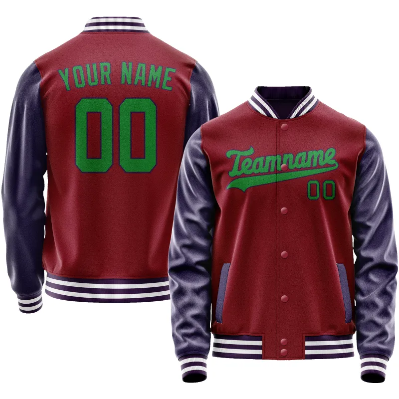 Custom Crimson Navy Solid Color Varsity Letterman Jacket sold by Tailorly